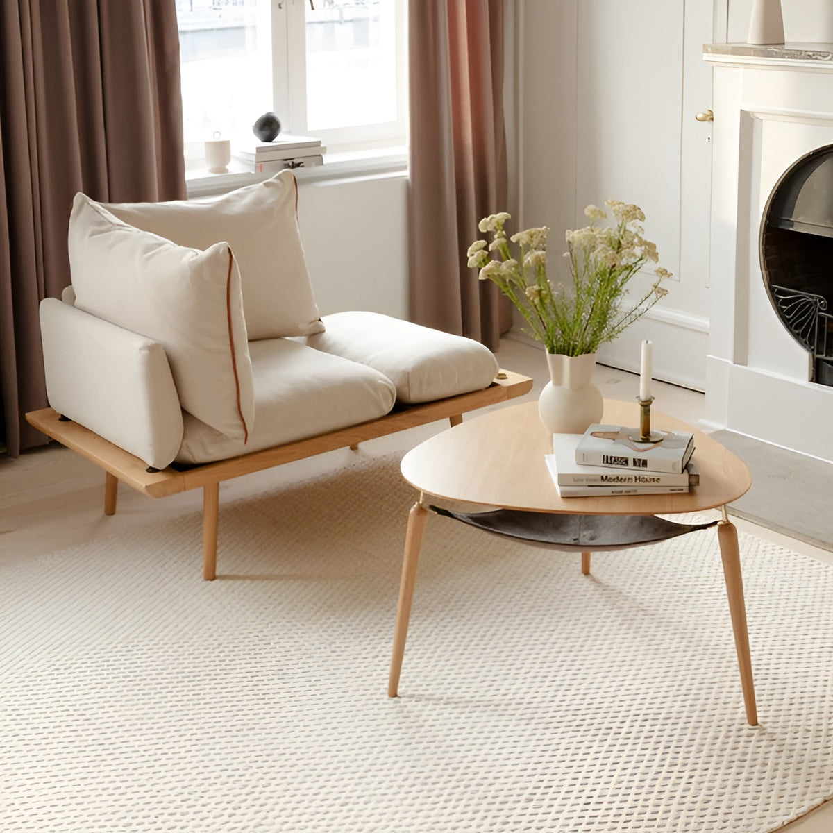 Kávový stolík HANG OUT dub so zlatými podperami