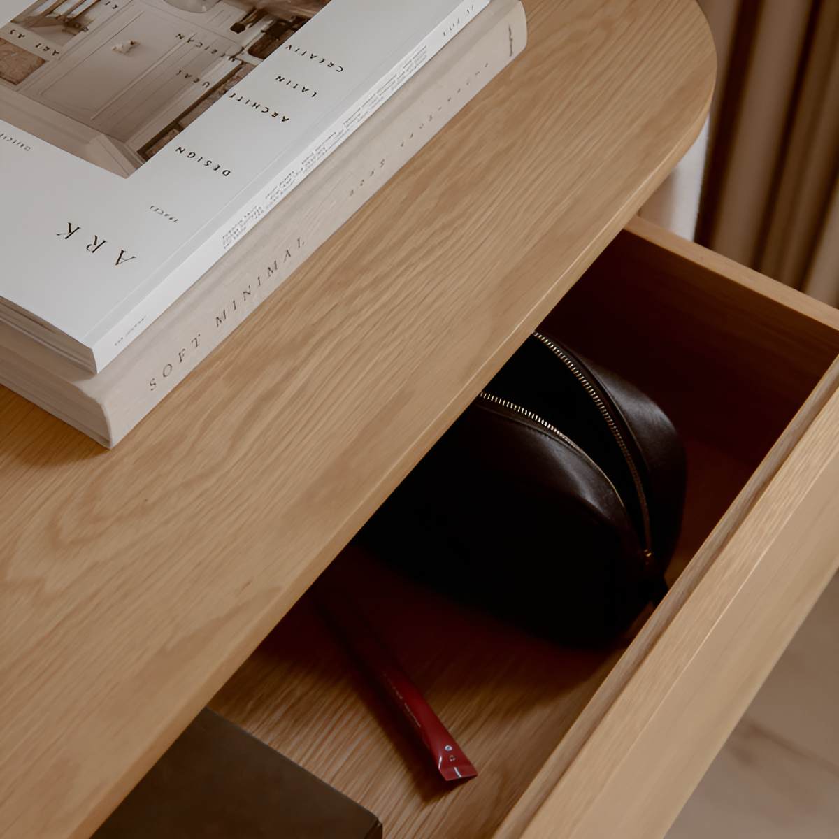 TREASURES cabinet in sand with oak base