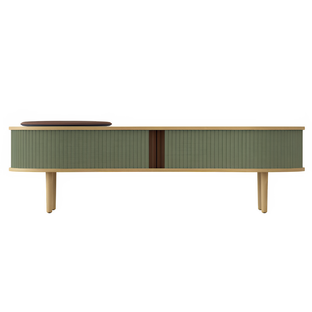 Televízna skrinka AUDACIOUS zelená s dubom