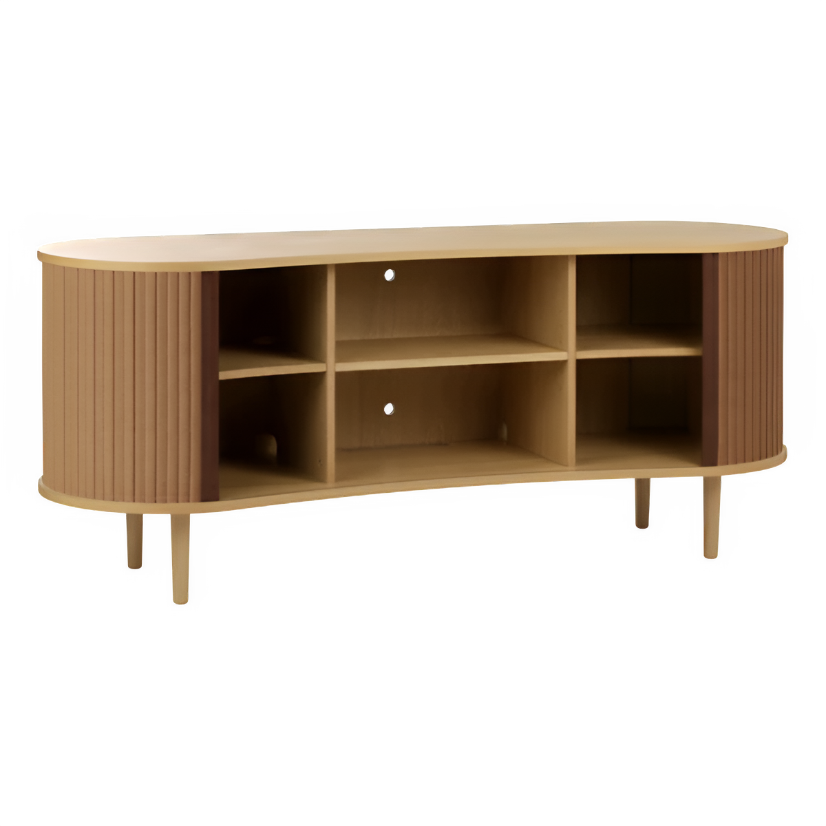 Komoda RTV AUDACIOUS karamelová s dubovou základňou