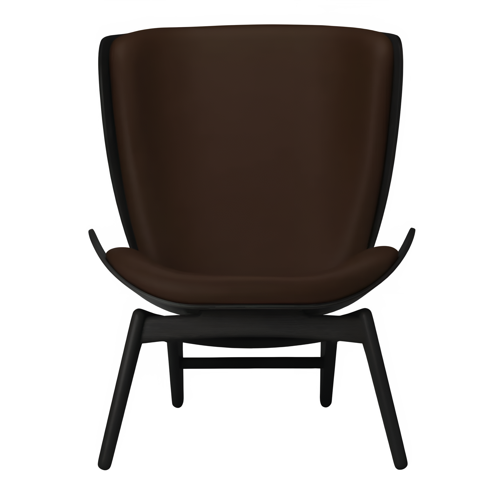 READER armchair brown leather with black base