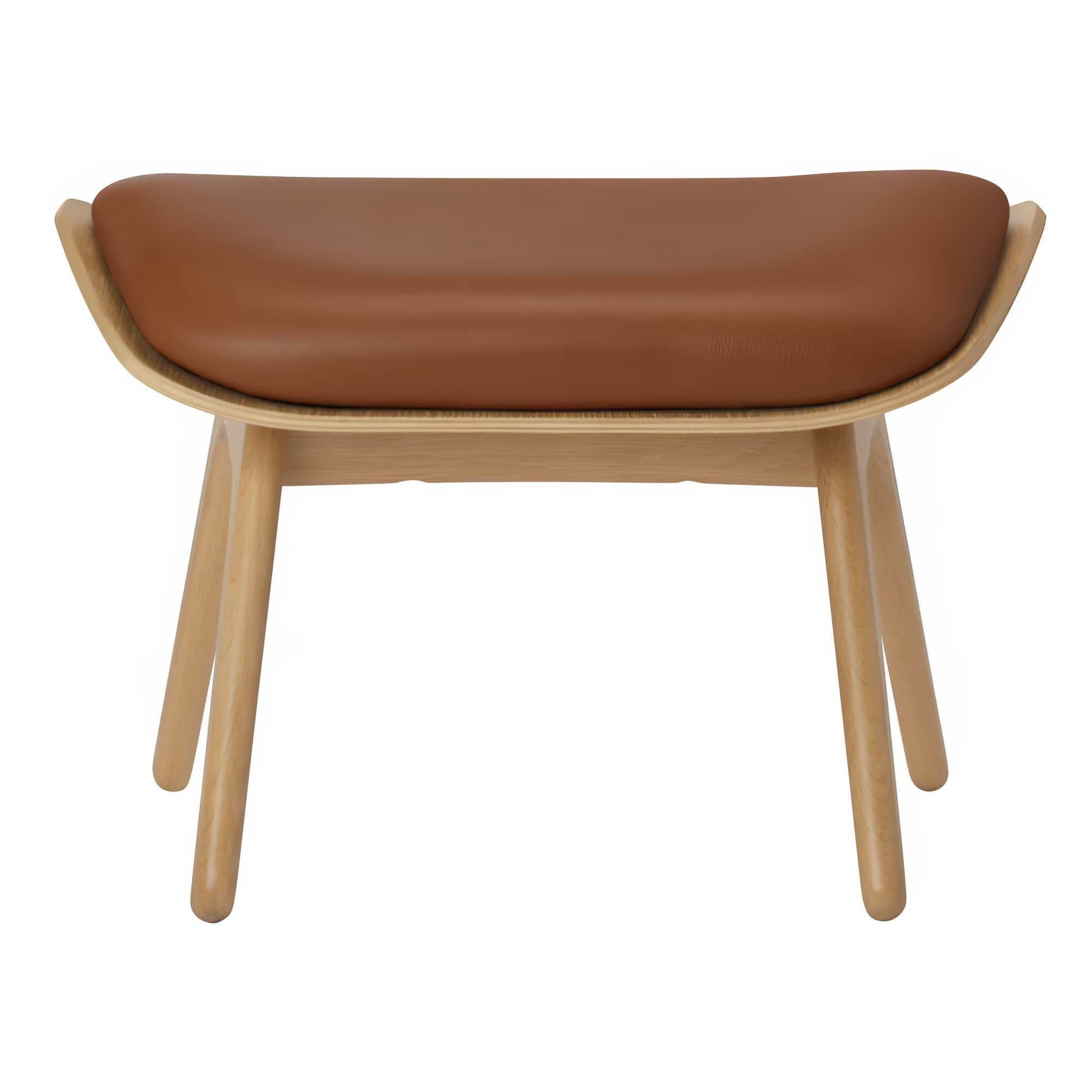 Podnožník READER z koženky v odtieni koňak s dubovou základňou