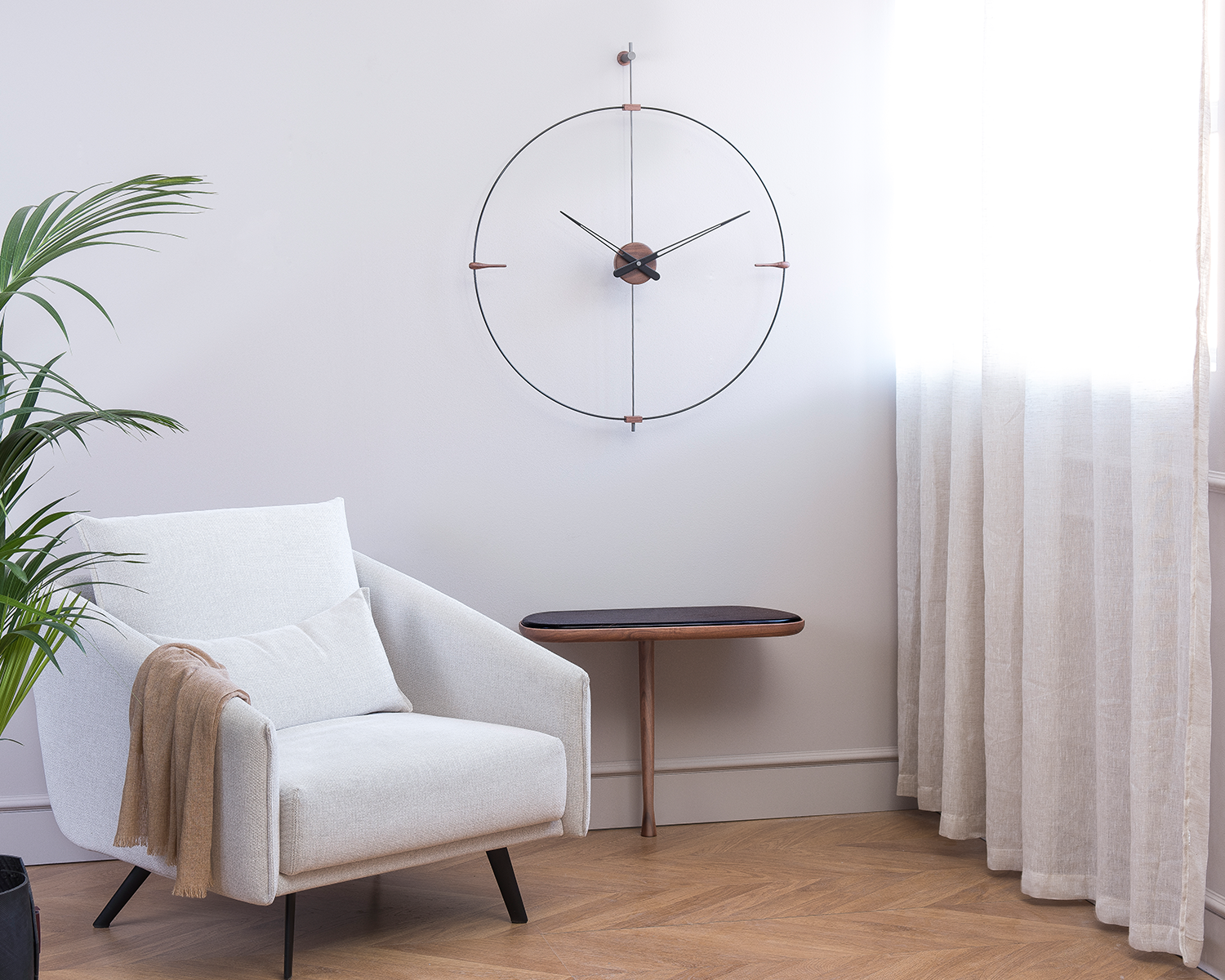 MINI BILBAO wall clock walnut wood with black