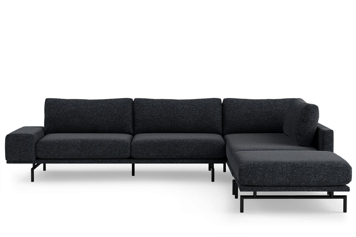 Brixton Upholstered Right-Hand Corner Sofa for 5 People with Black Base