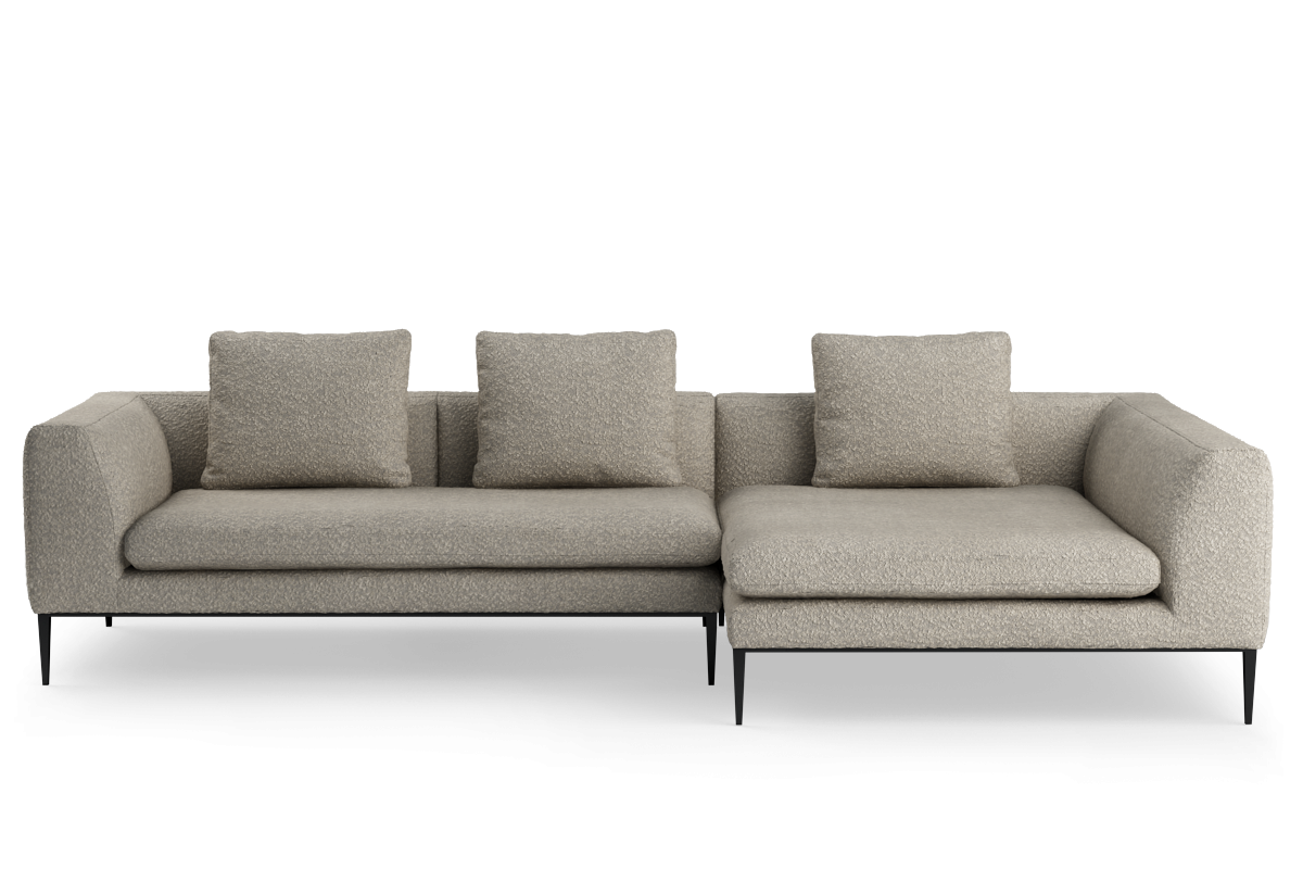 3-Seater Right-Hand Corner Sofa NASH Upholstered with Black Base