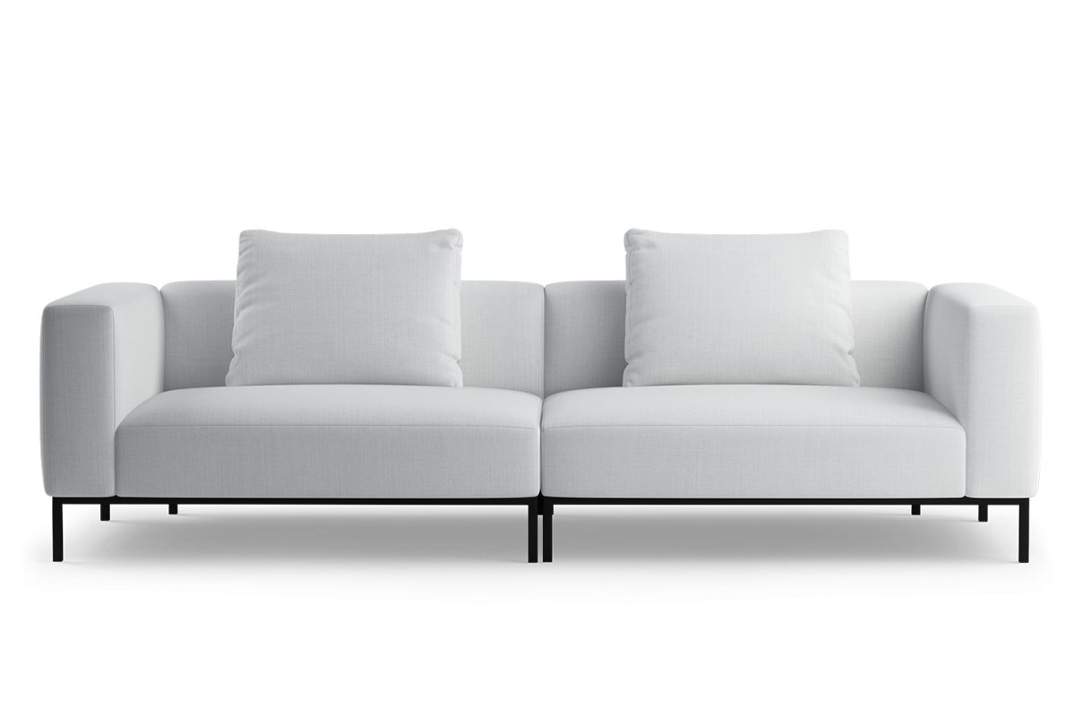 Modulárna 3-miestna pohovka HOLDEN čalúnená s čiernym podstavcom
