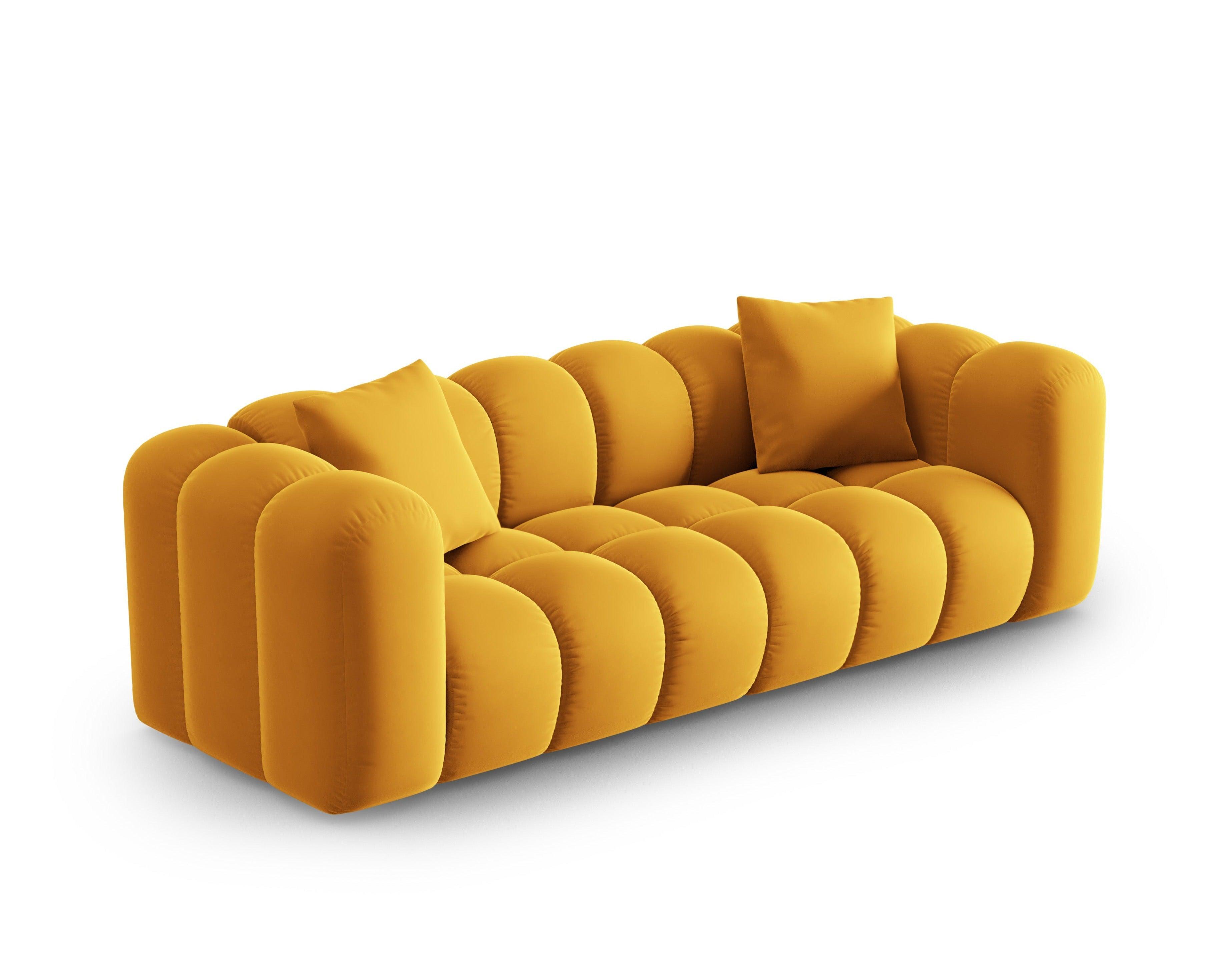 Velvet 3 seater sofa HALLEY yellow Windsor & Co Eye on Design