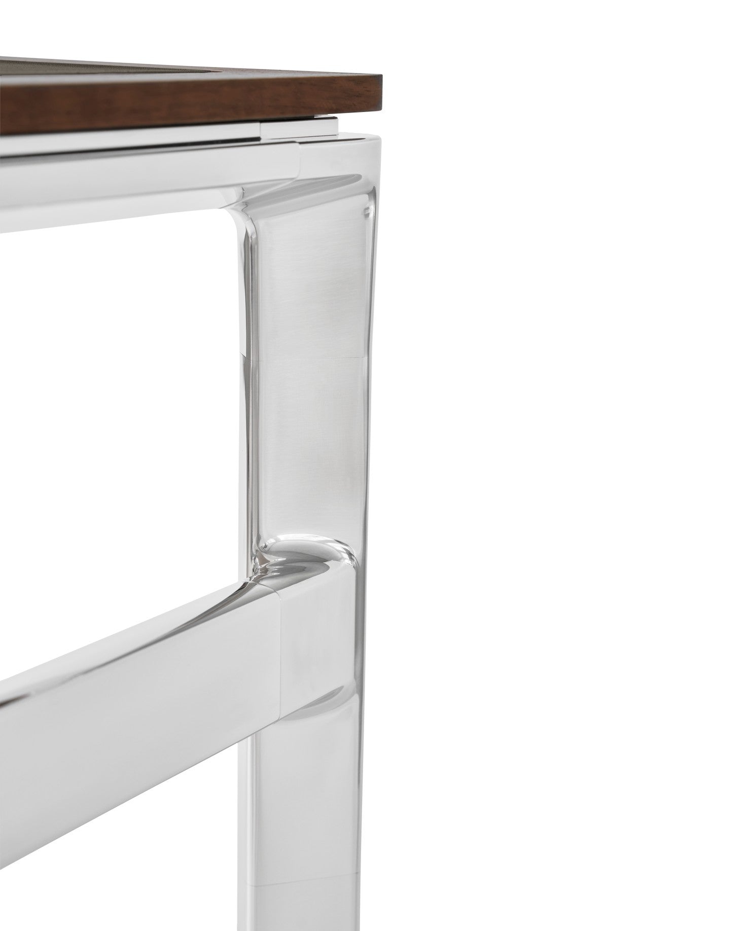 STUDIO Desk with Green Leather Top, Walnut Frame, and Aluminum Base