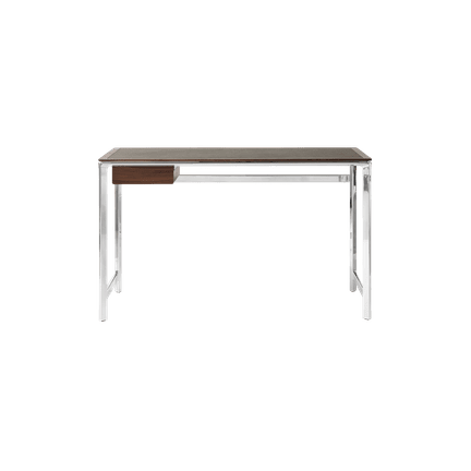 STUDIO Desk with Green Leather Top, Walnut Frame, and Aluminum Base