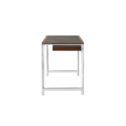 STUDIO Desk with Green Leather Top, Walnut Frame, and Aluminum Base