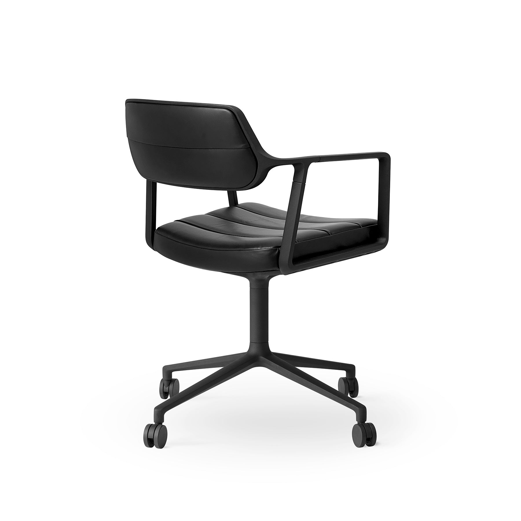 Office Chair 453 Black Leather with Black Metal Base