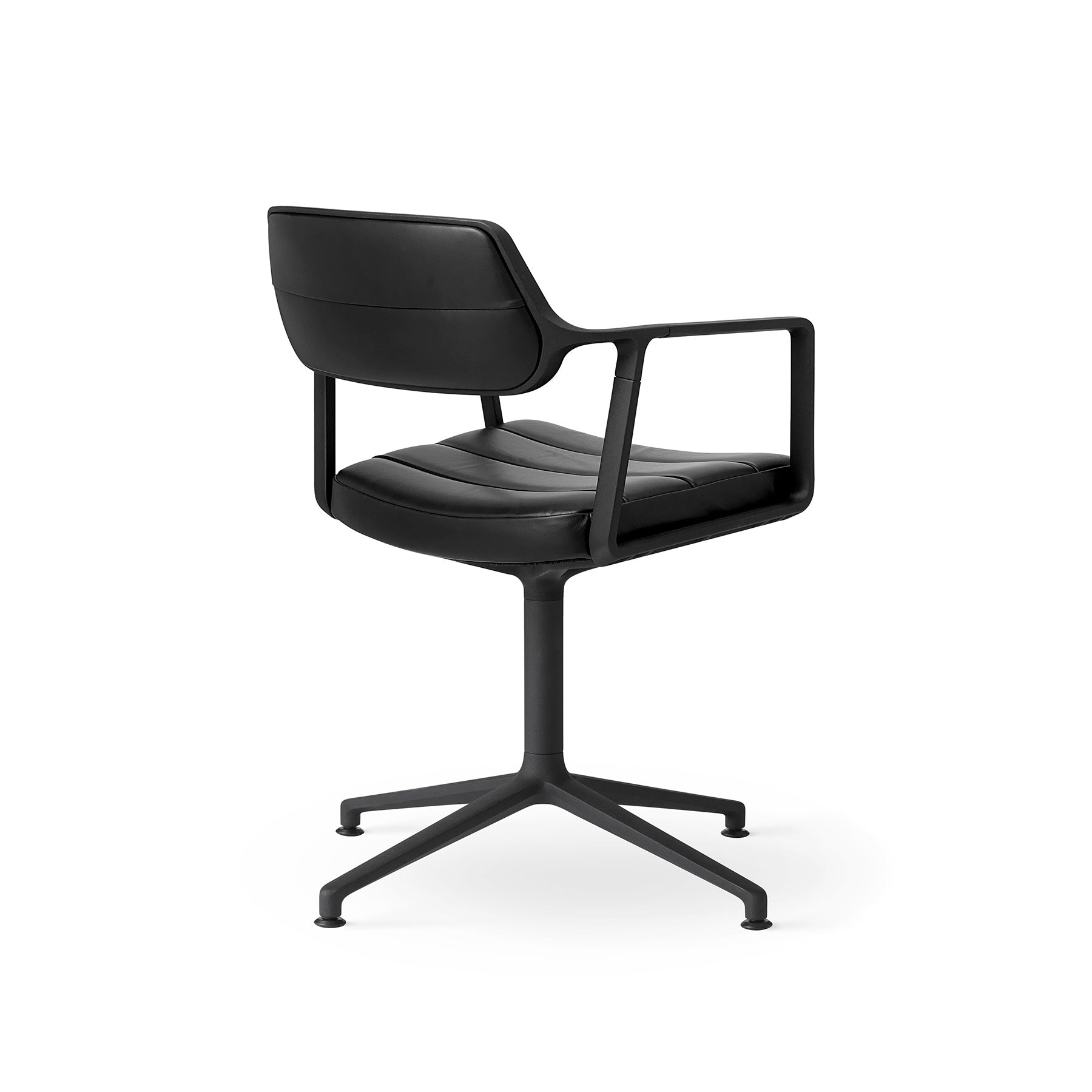 Office Chair 453 Black Leather with Black Metal Base