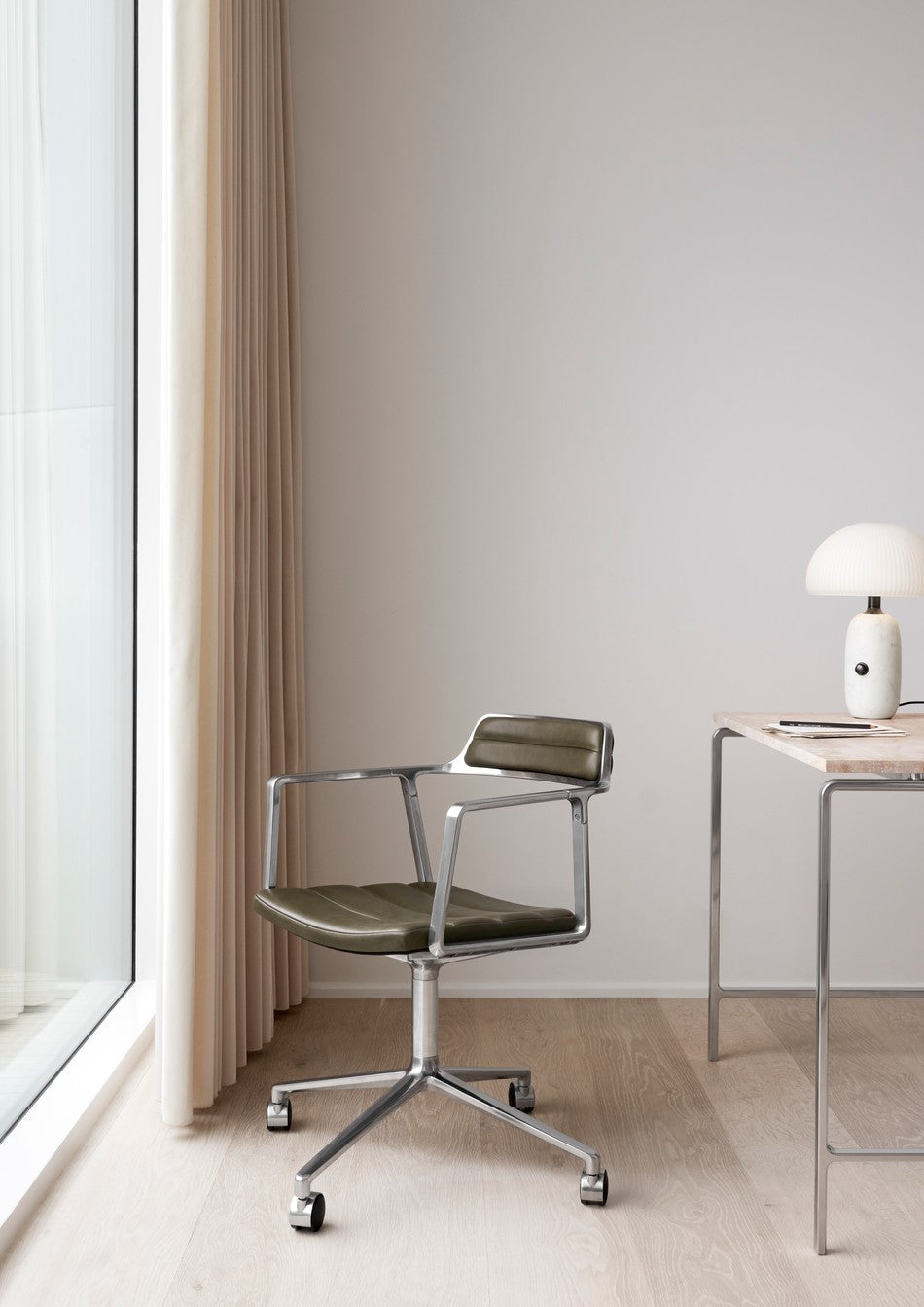 Office chair 452 light gray fabric with metal base