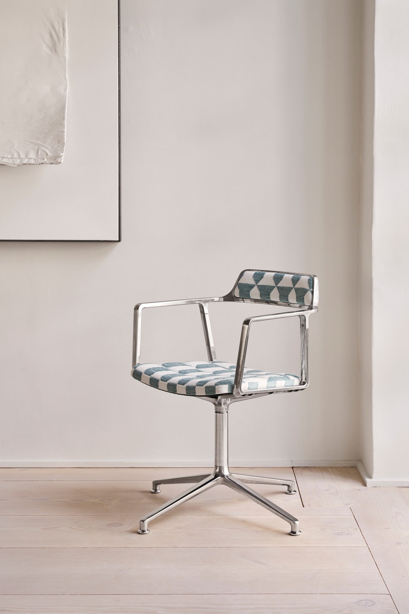 Office Chair 452 – LAGRASSE Blue and White with Metal Base
