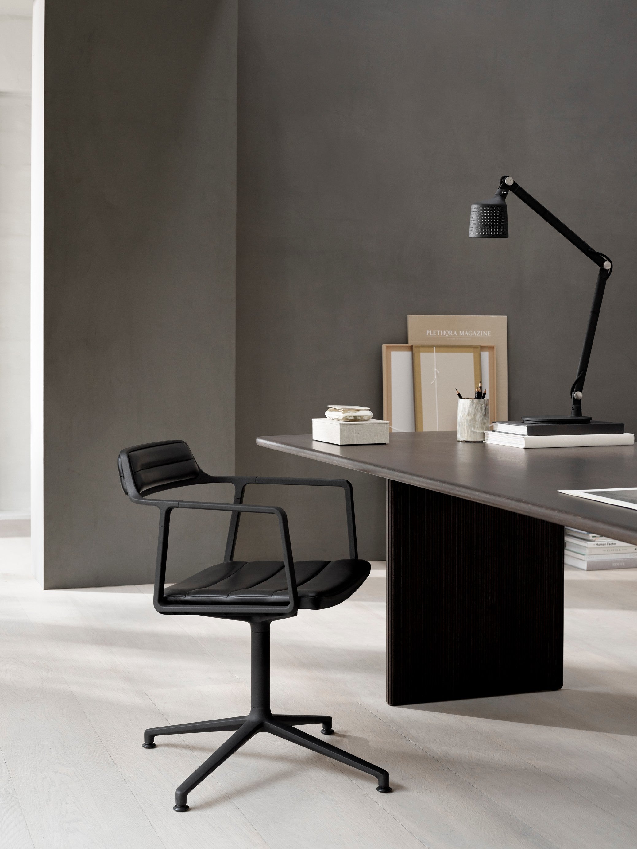 Office chair 452 light gray fabric with metal base