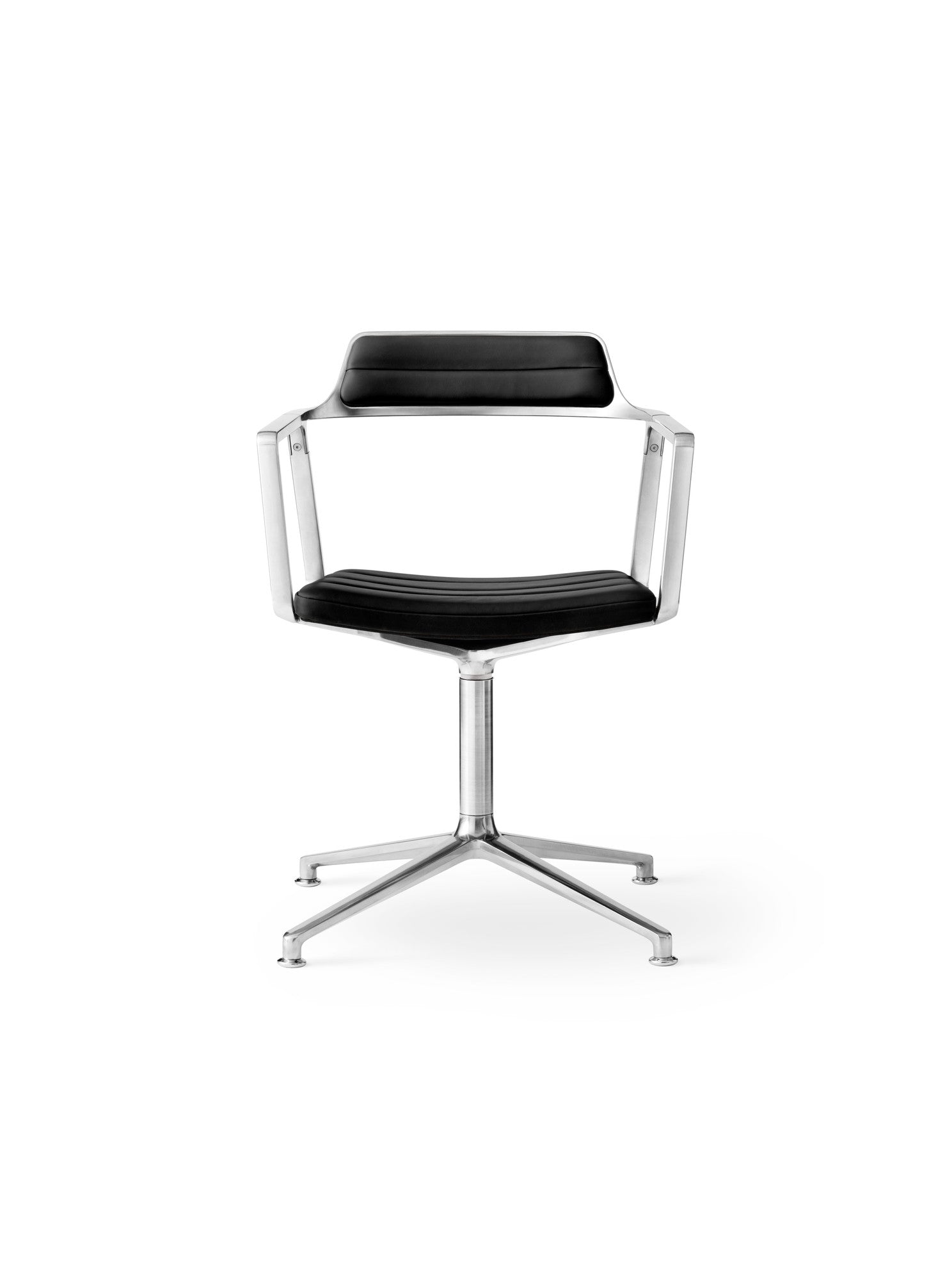 Office chair 452 black leather with metal base