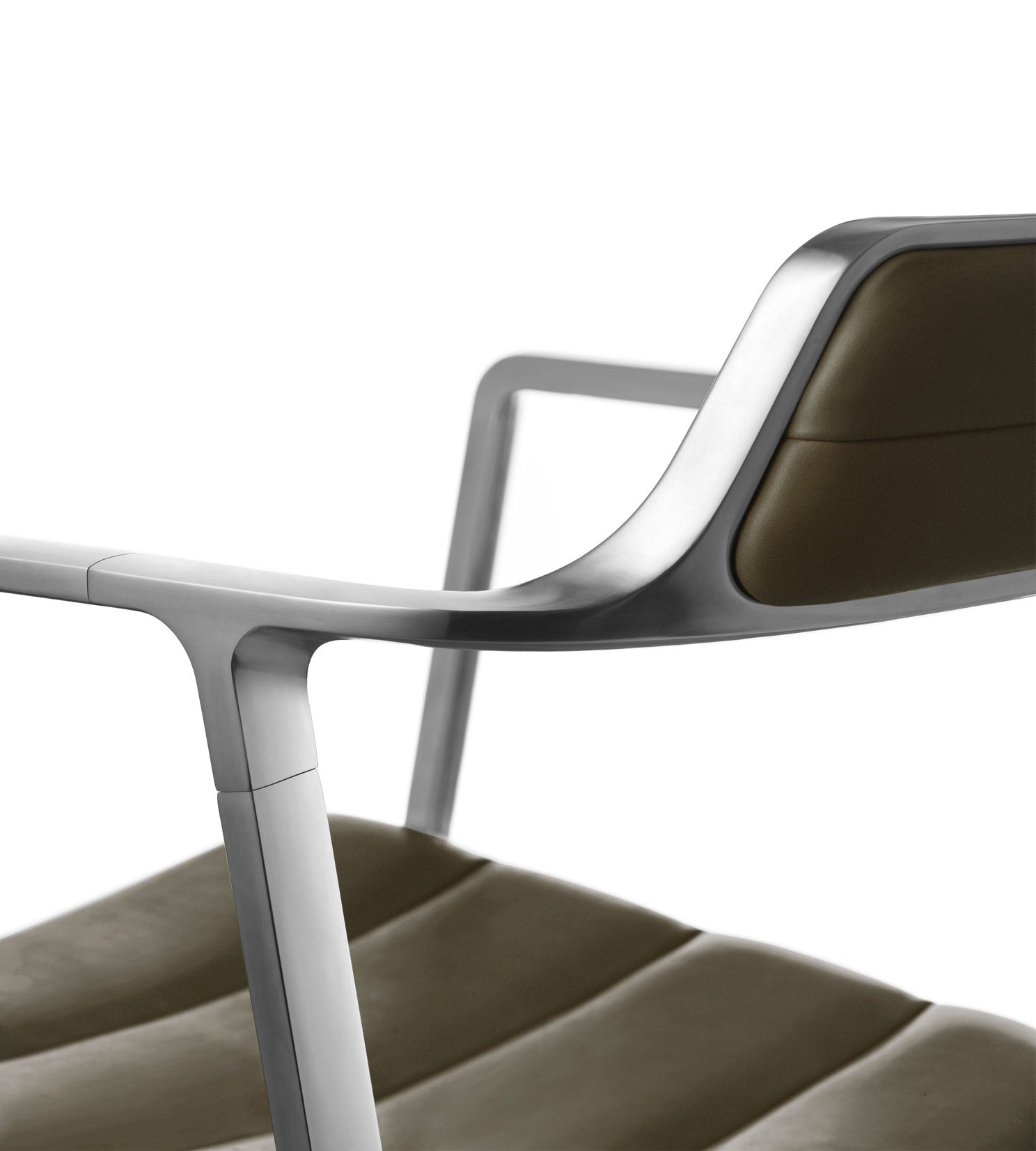 Office Chair 452 Green Leather with Metal Base