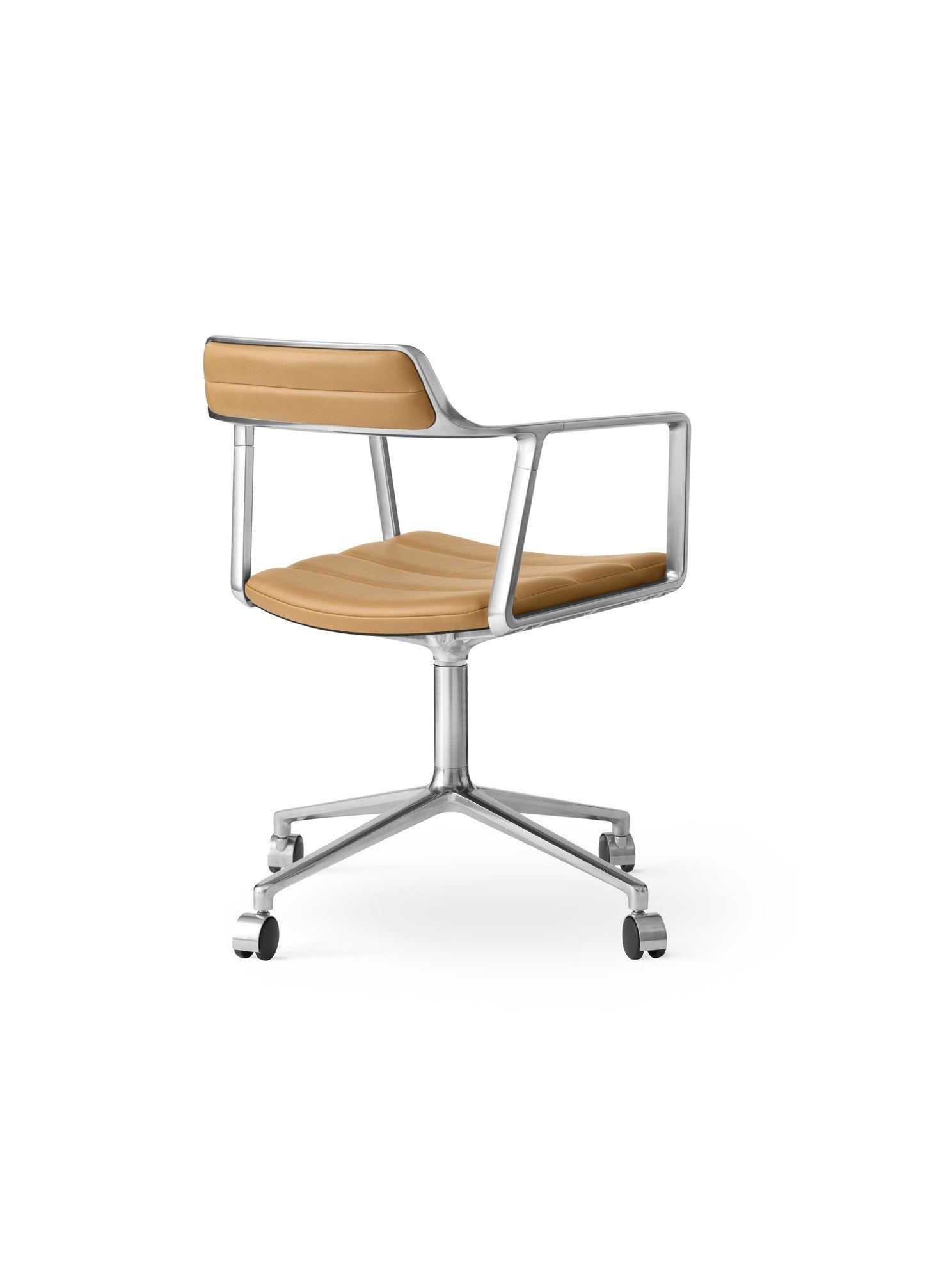 Office chair 452 caramel leather with metal base