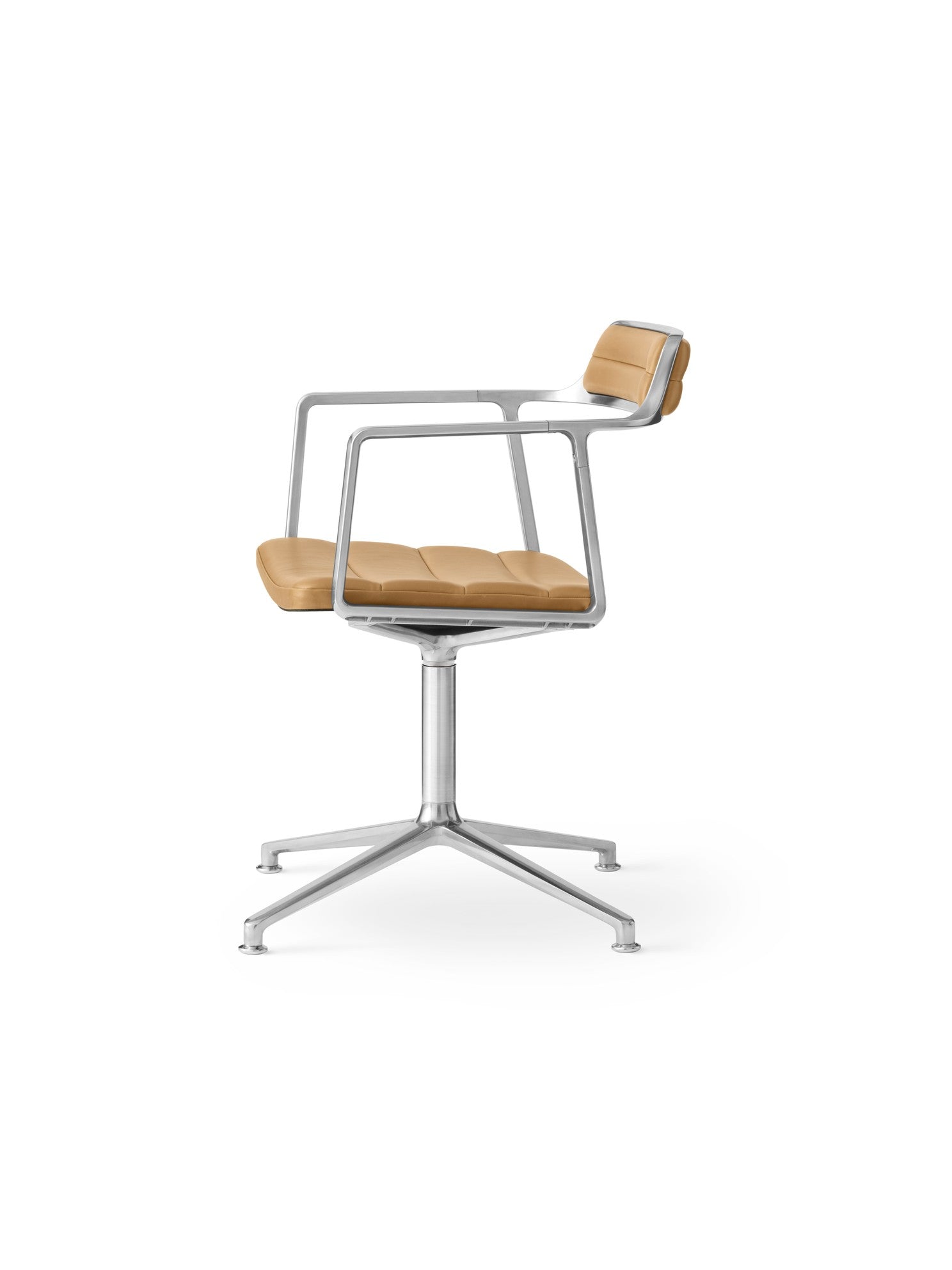 Office chair 452 caramel leather with metal base