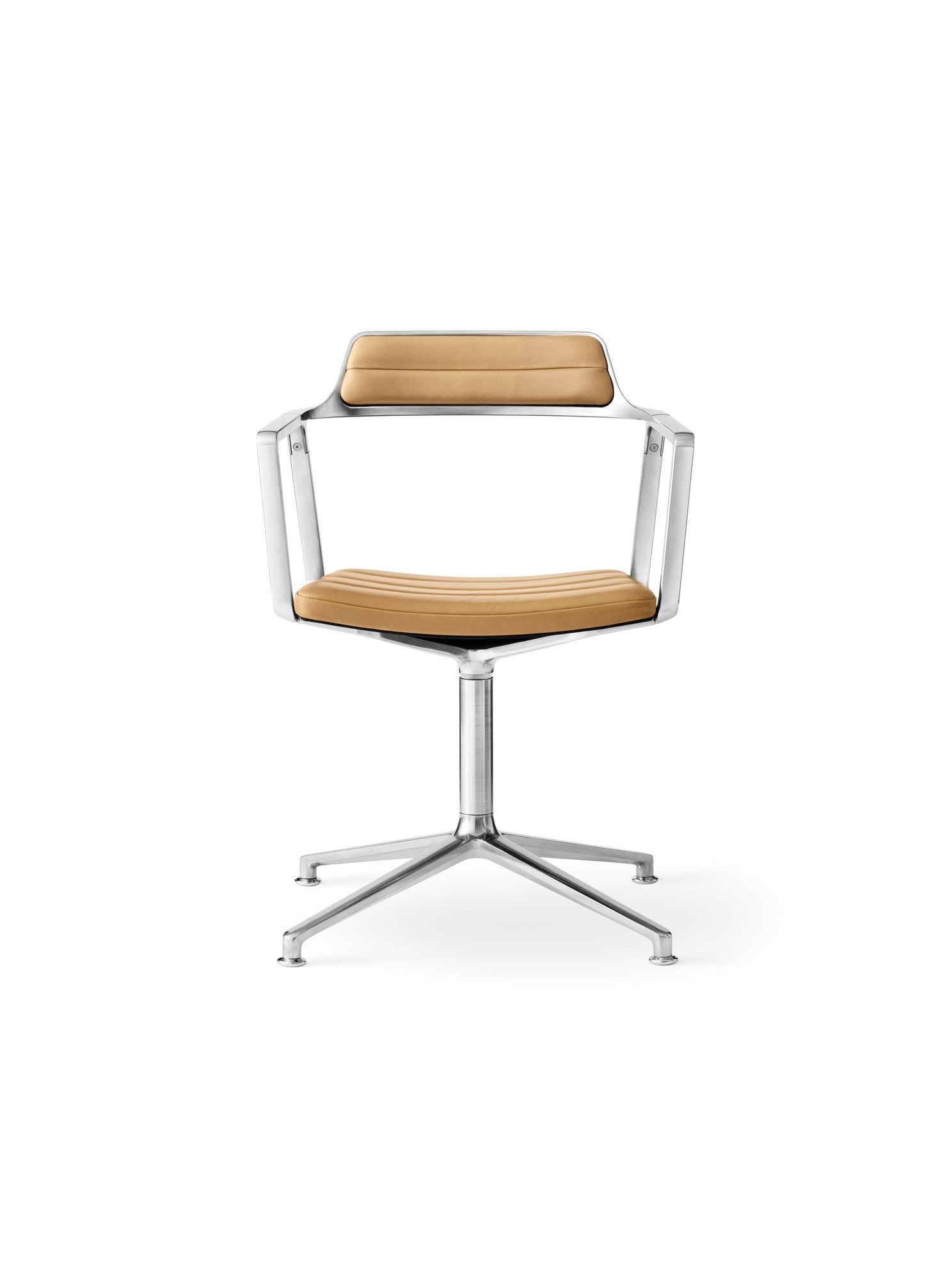 Office chair 452 caramel leather with metal base