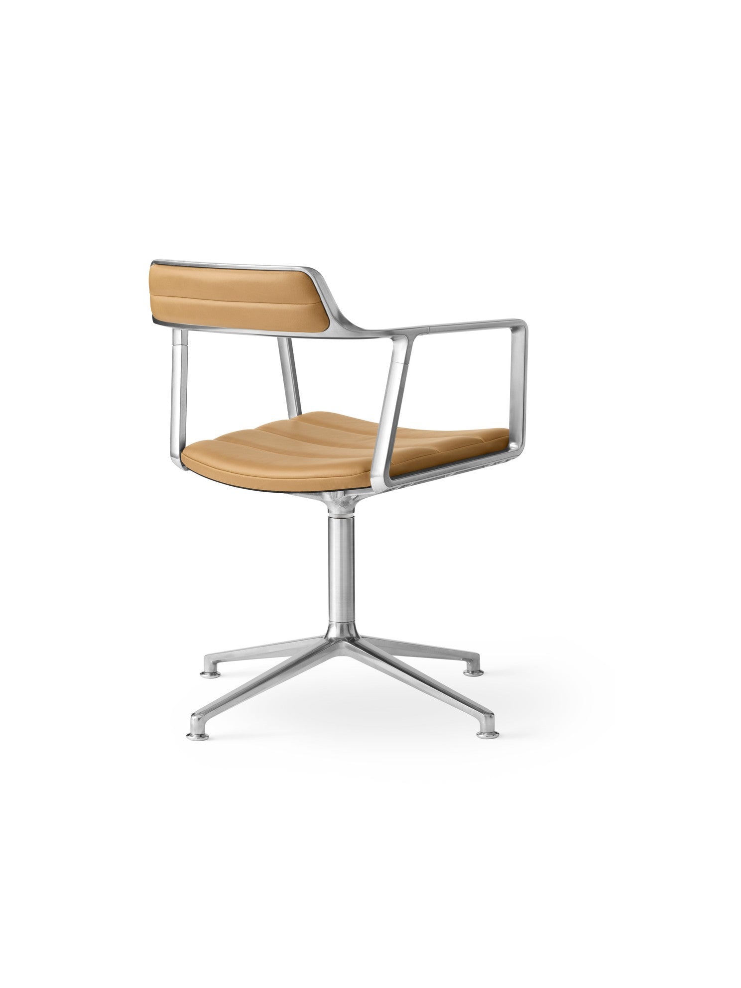 Office chair 452 caramel leather with metal base