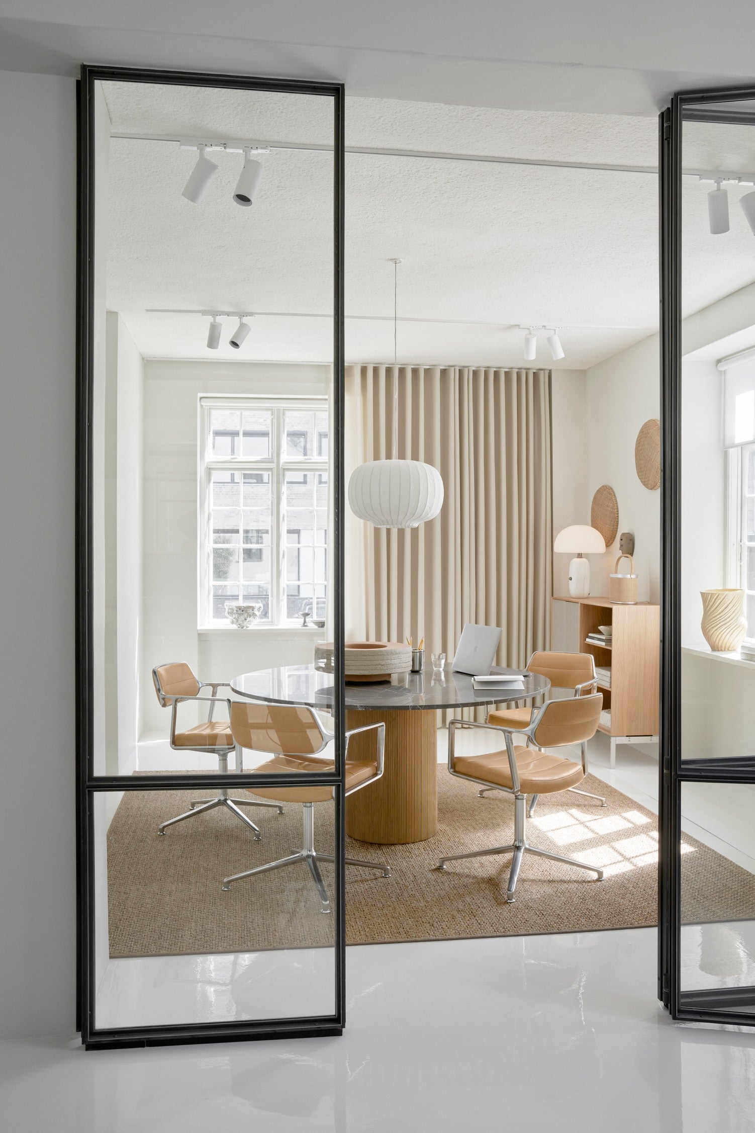 Office chair 453 black leather with metal base