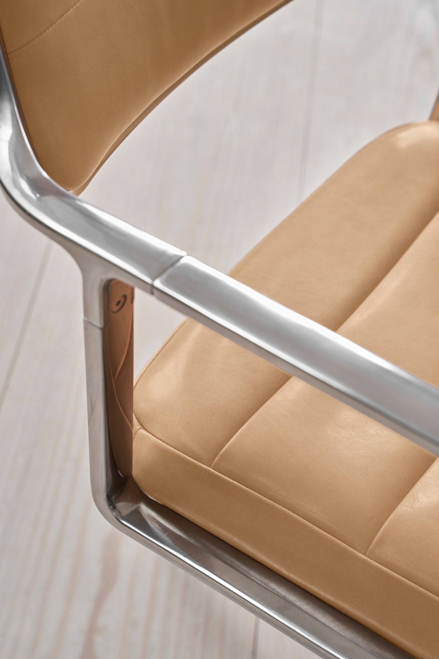 Office Chair 453 Caramel Leather with Metal Base