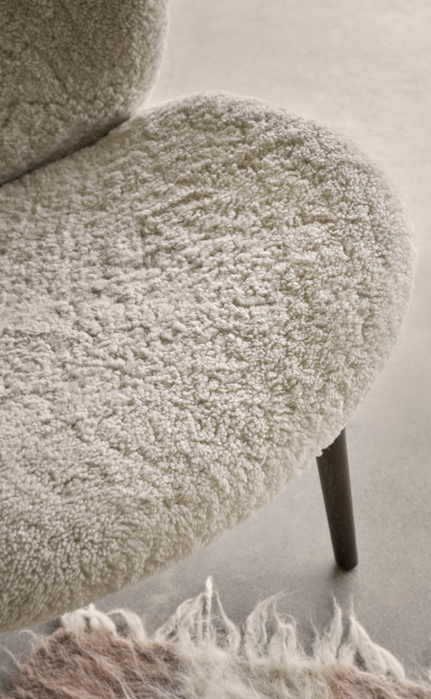 Lodge Armchair Cream Sheepskin with Dark Oak Base