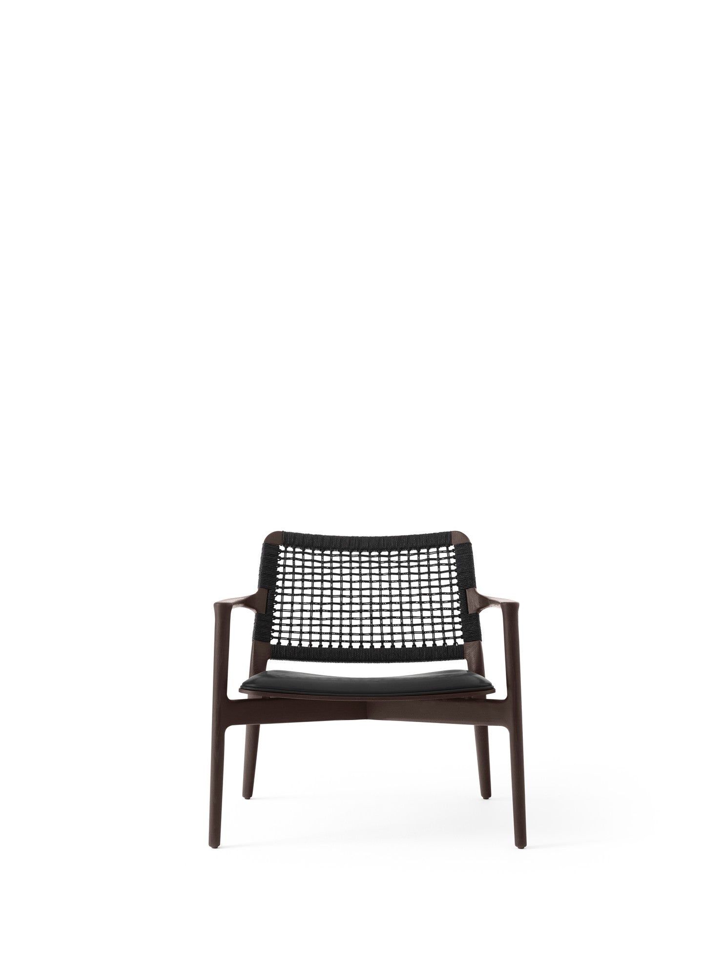 CABIN Armchair Black Leather with Dark Oak Base