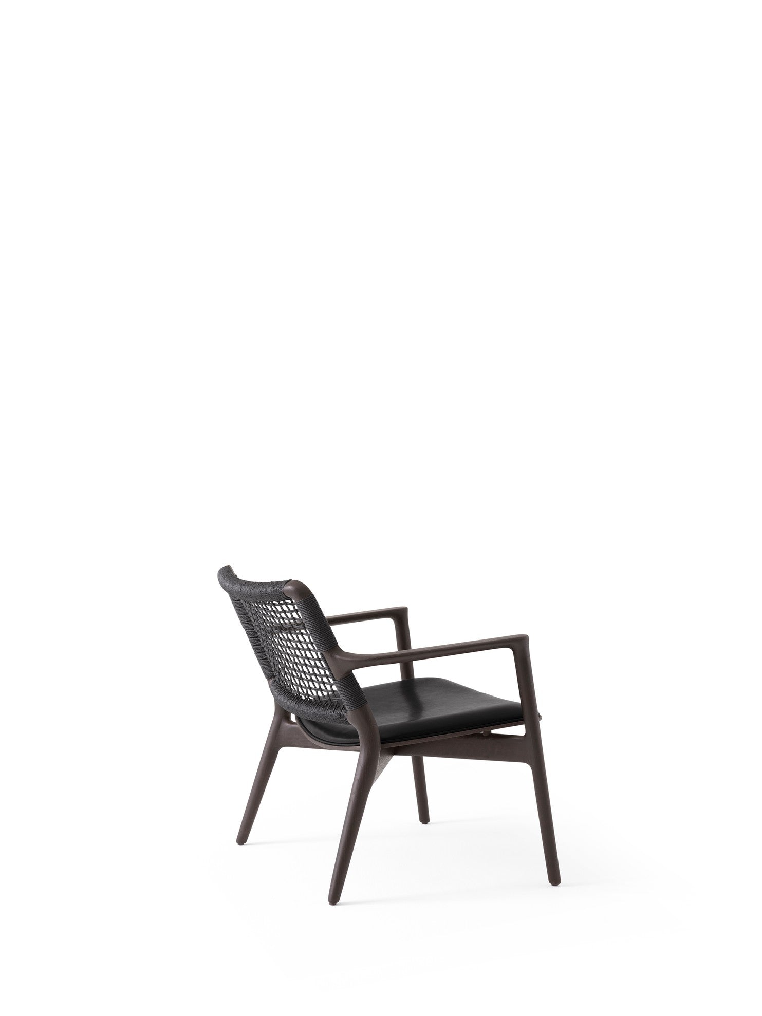 CABIN Armchair Black Leather with Dark Oak Base