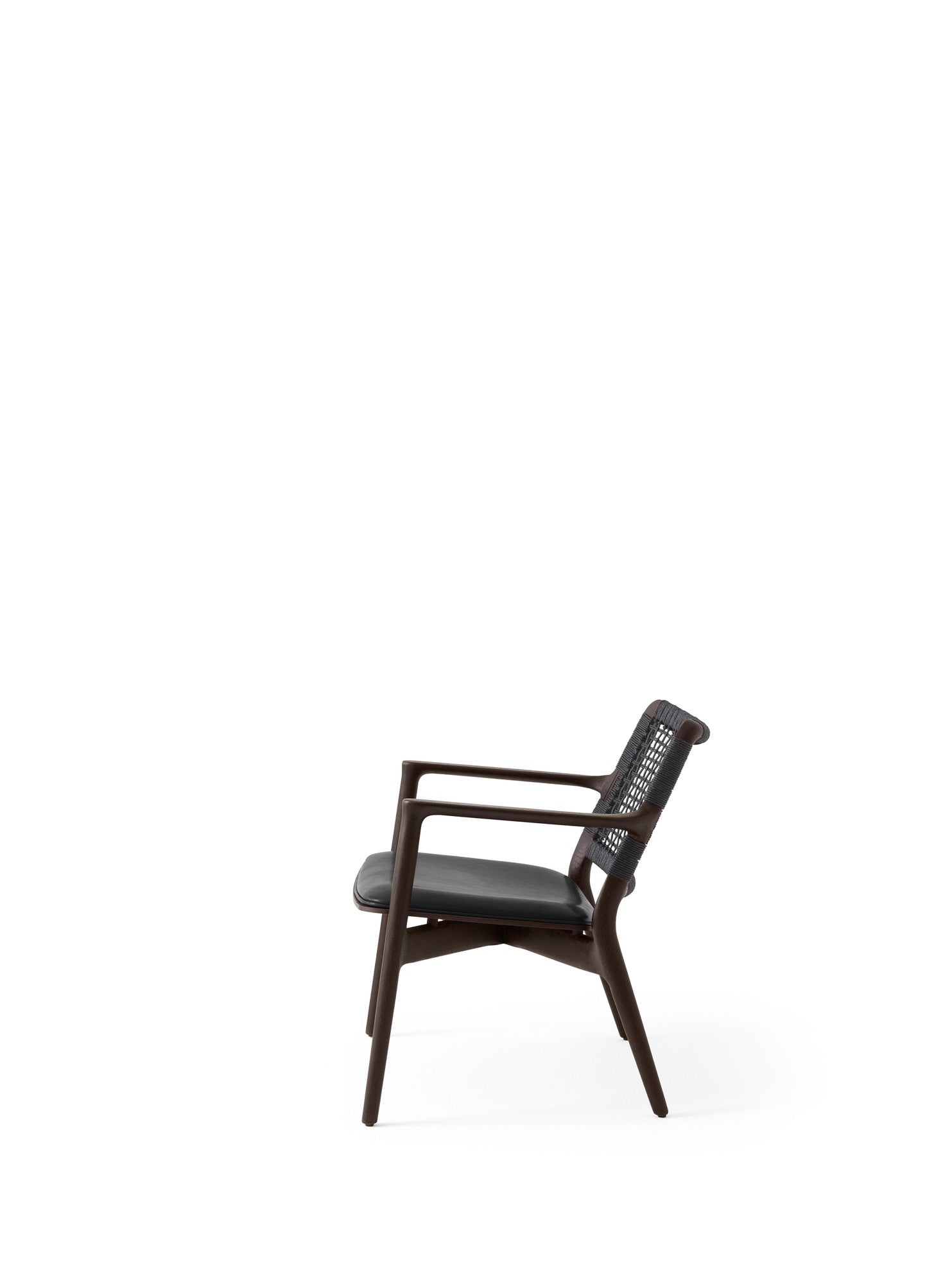CABIN Armchair Black Leather with Dark Oak Base