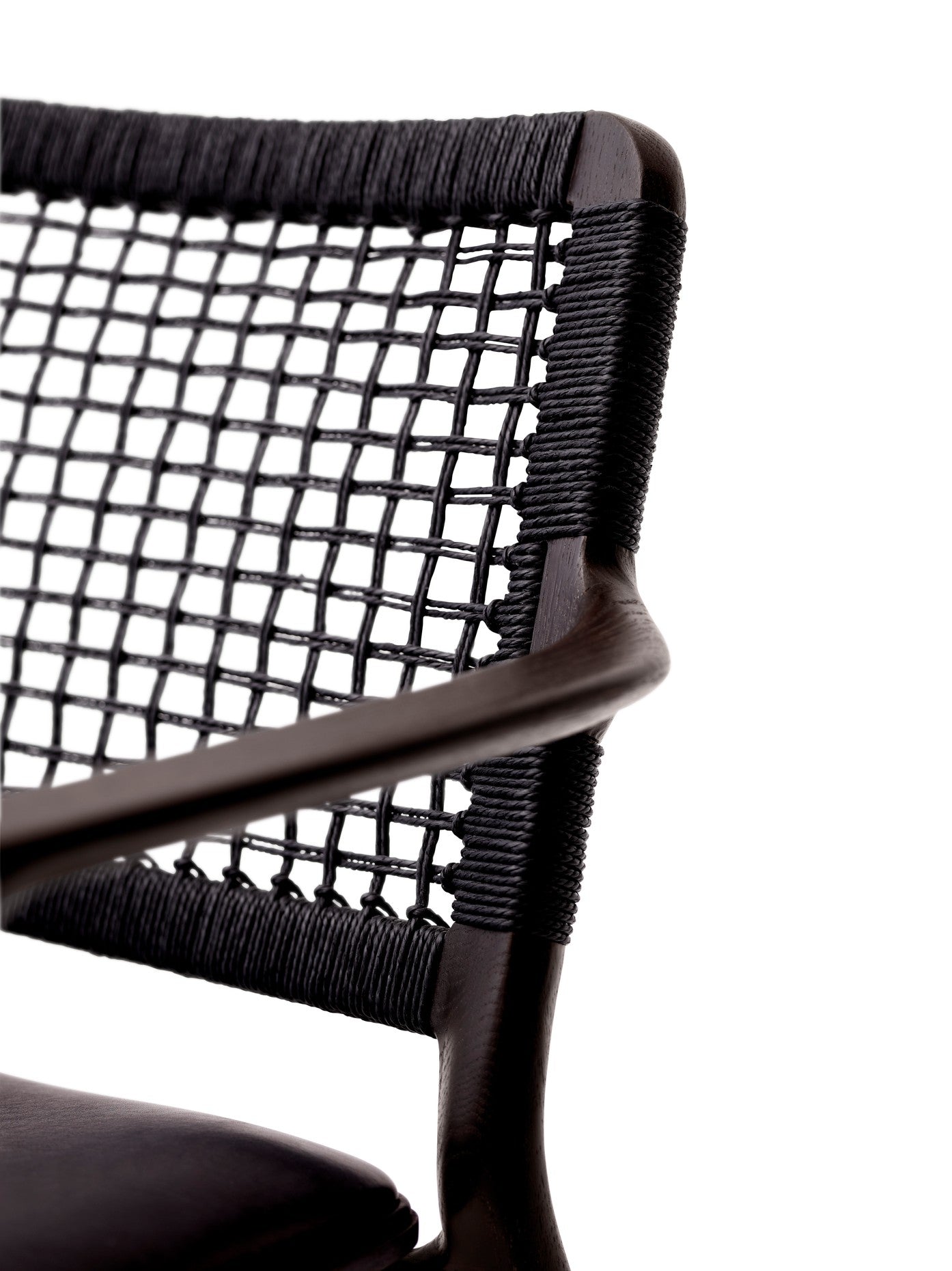 CABIN Armchair Black Leather with Dark Oak Base