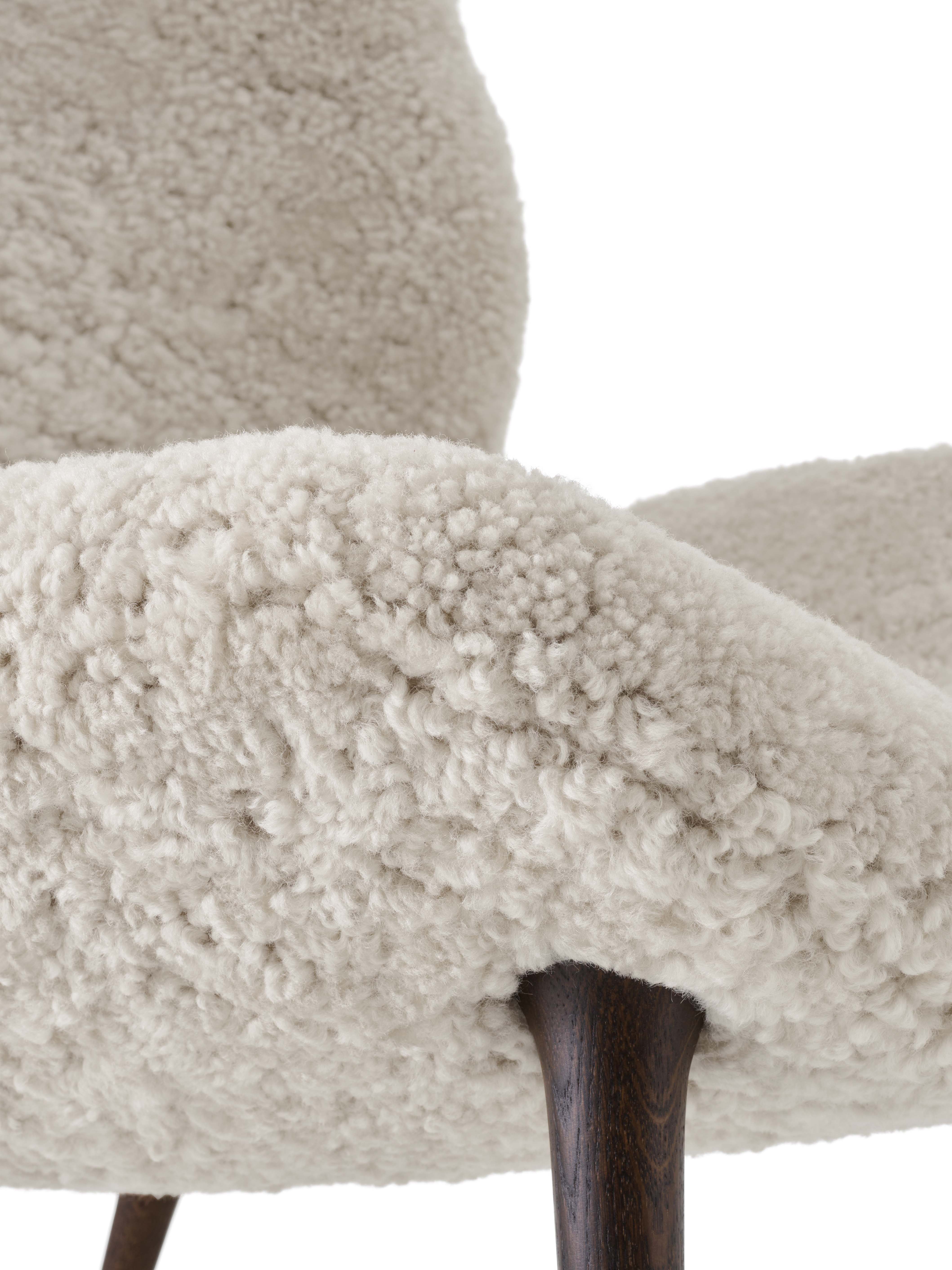 Lodge Armchair Cream Sheepskin with Dark Oak Base