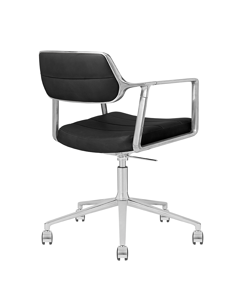 Office chair 453+ black leather with metal base