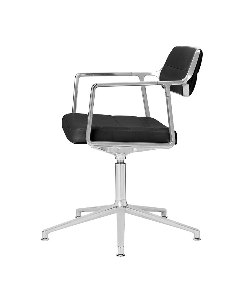 Office chair 453+ black leather with metal base