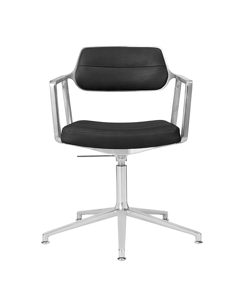 Office chair 453+ black leather with metal base