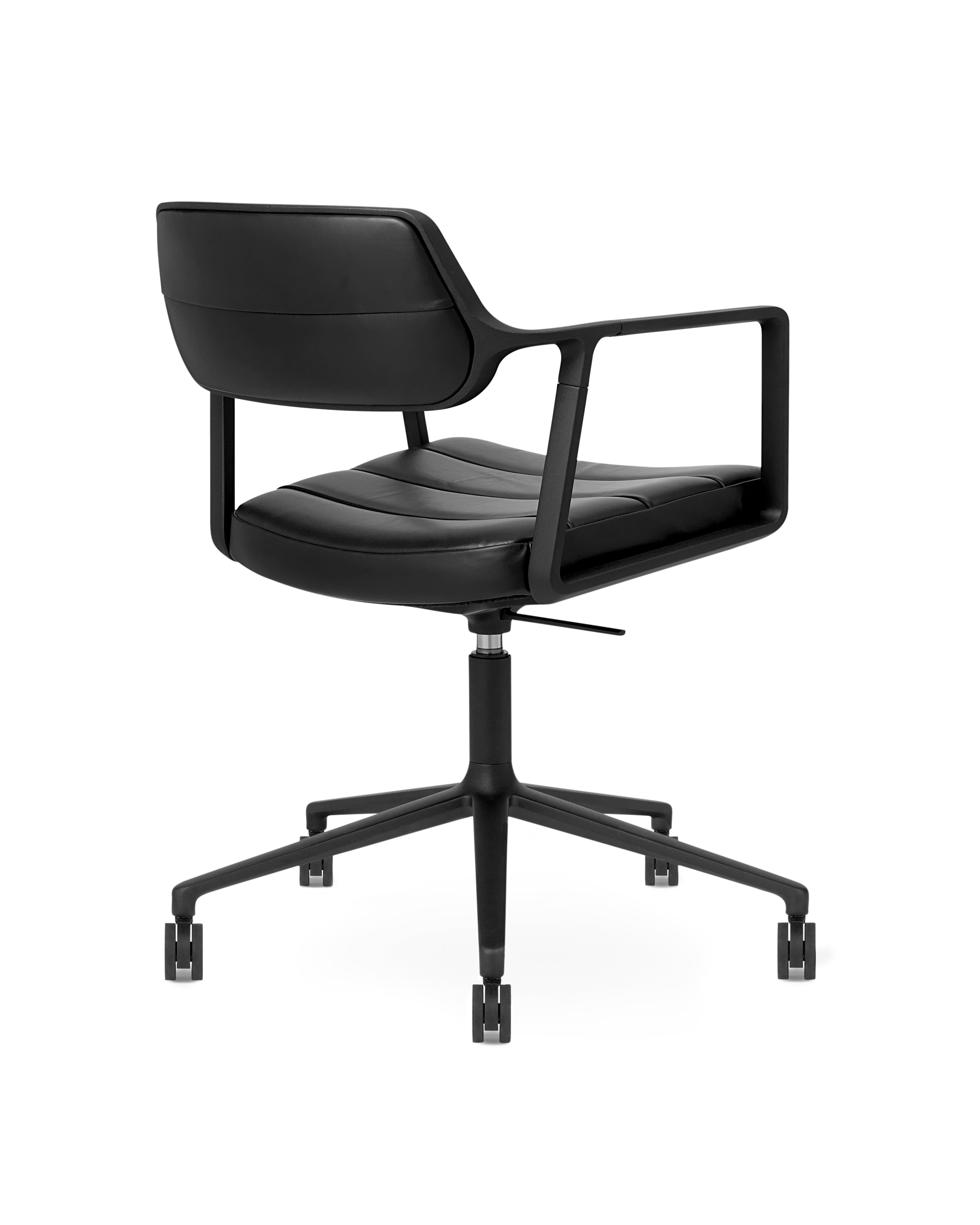 Office chair 453+ black leather with black metal base