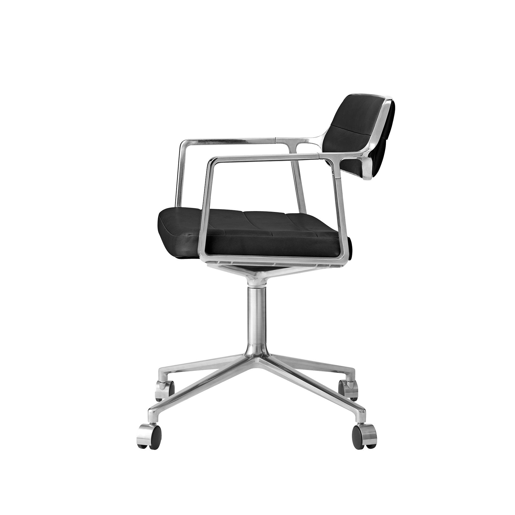 Office chair 453 black leather with metal base