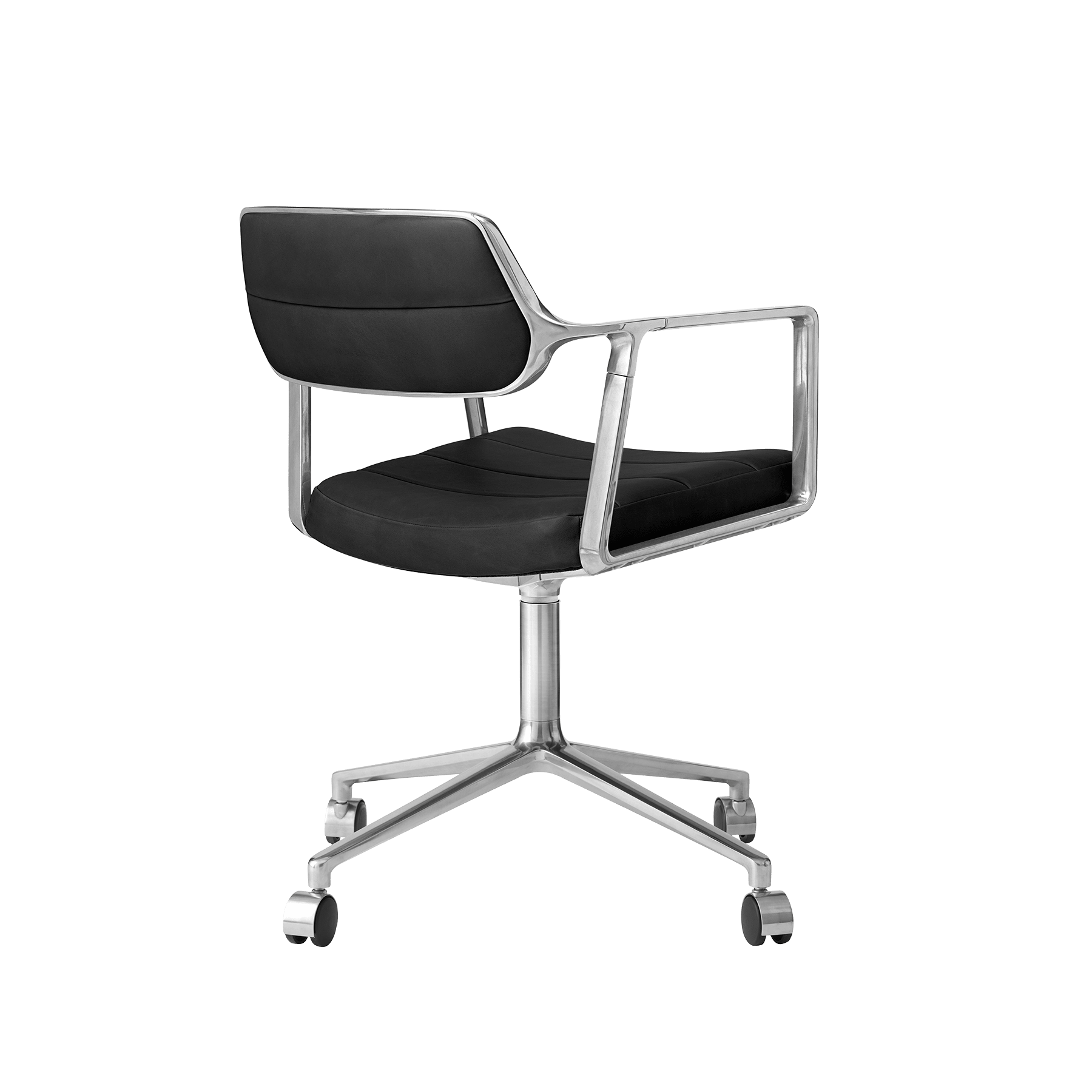 Office chair 453 black leather with metal base