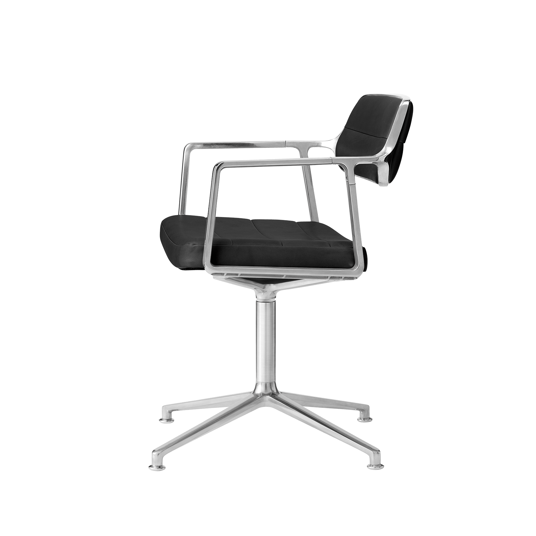 Office chair 453 black leather with metal base