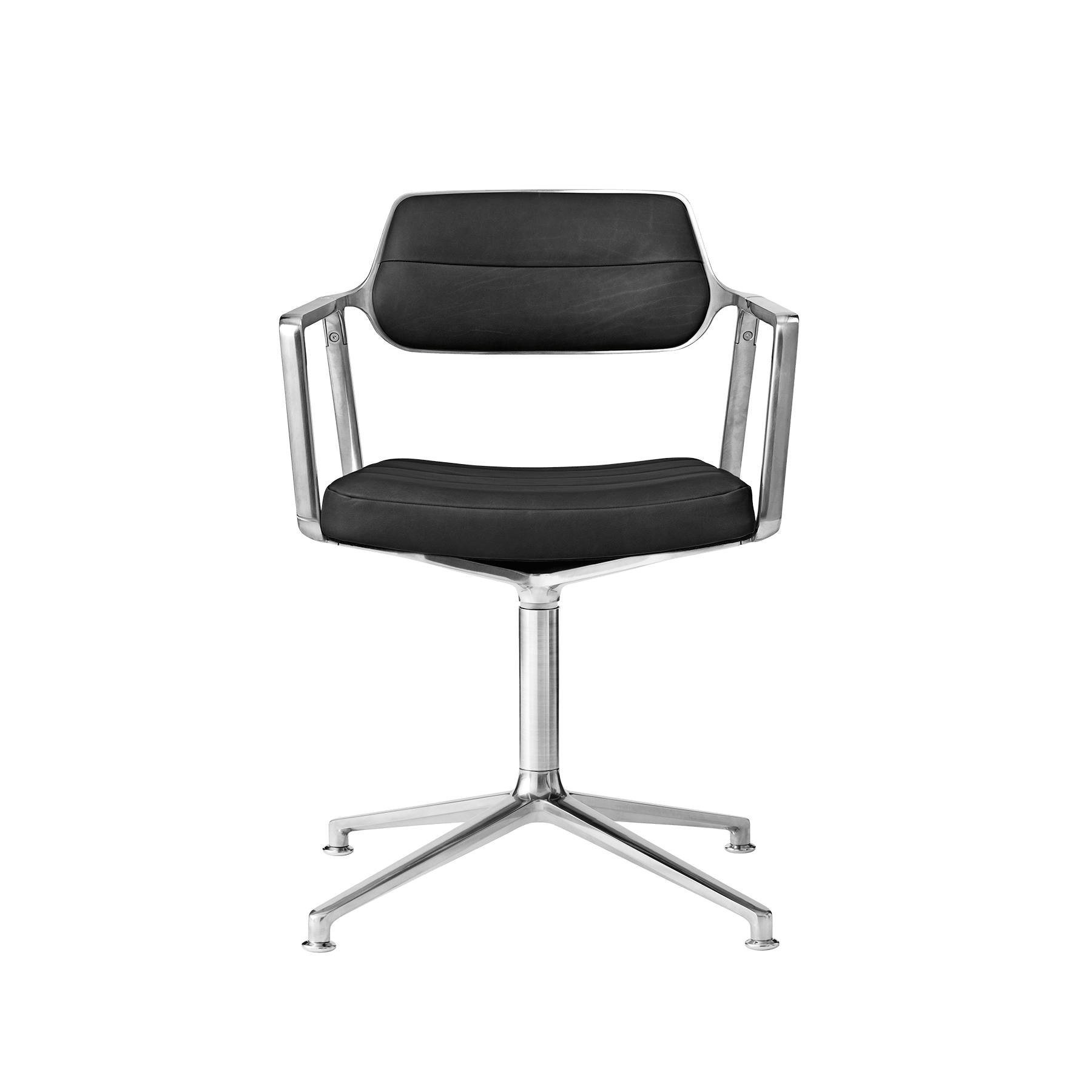 Office chair 453 black leather with metal base