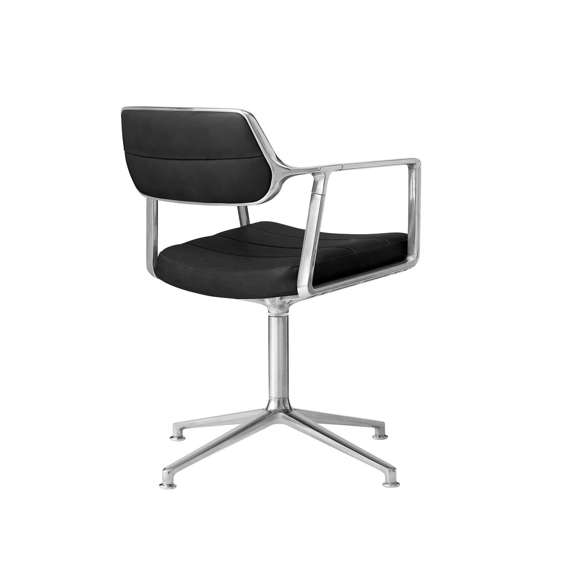 Office chair 453 black leather with metal base