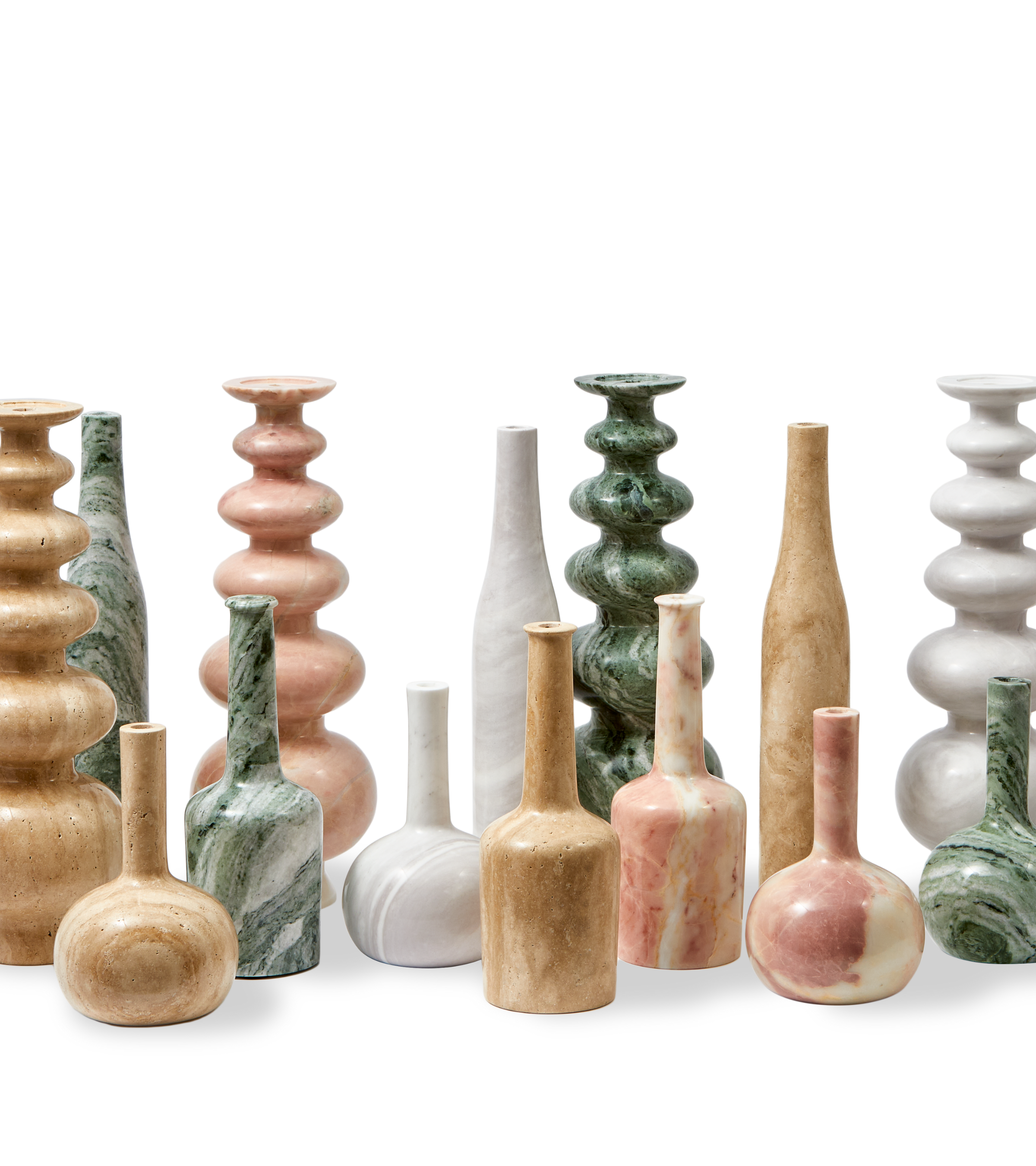 HERITAGE BOTTLE beige travertine candlestick