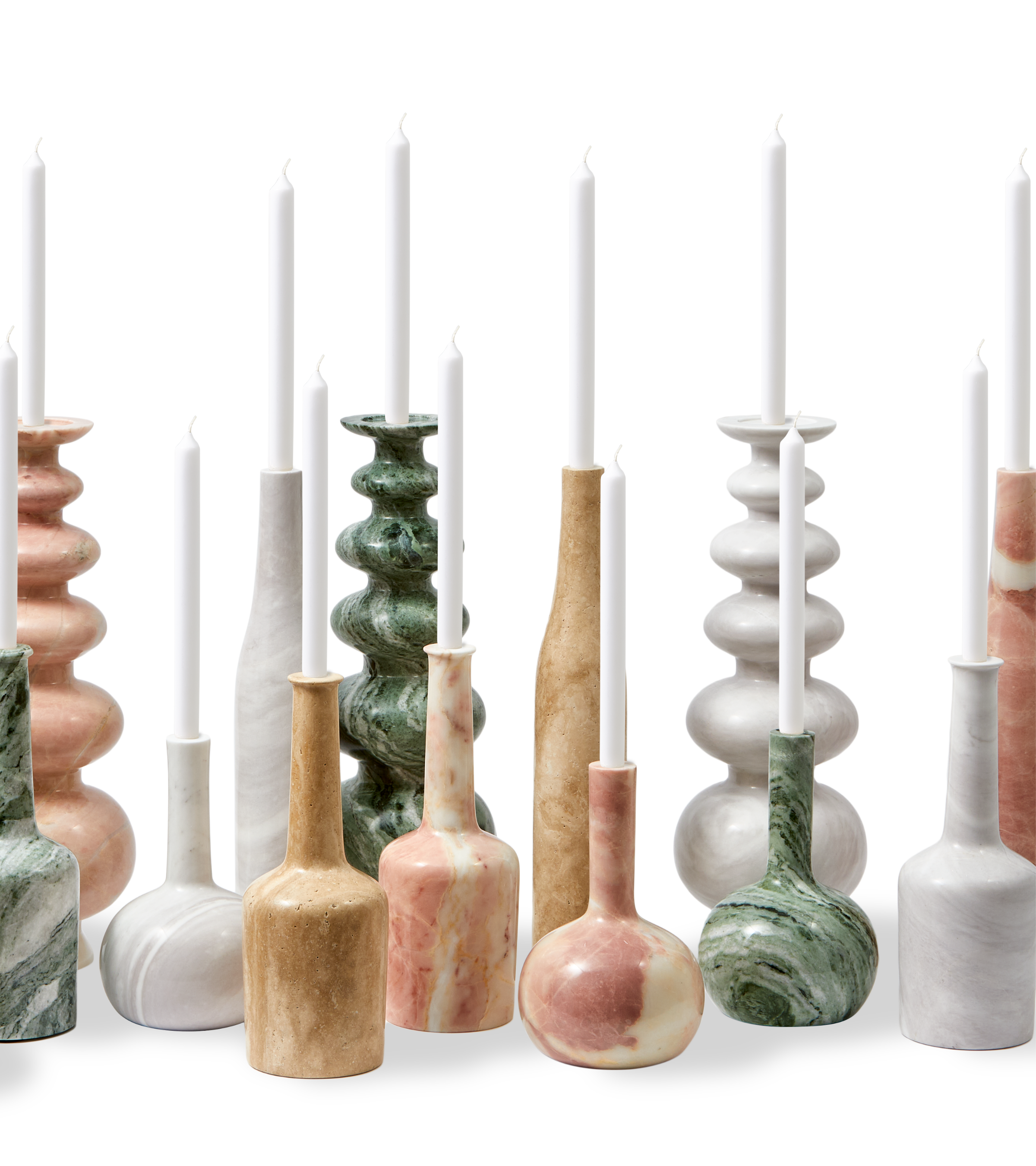 HERITAGE BOTTLE beige travertine candlestick