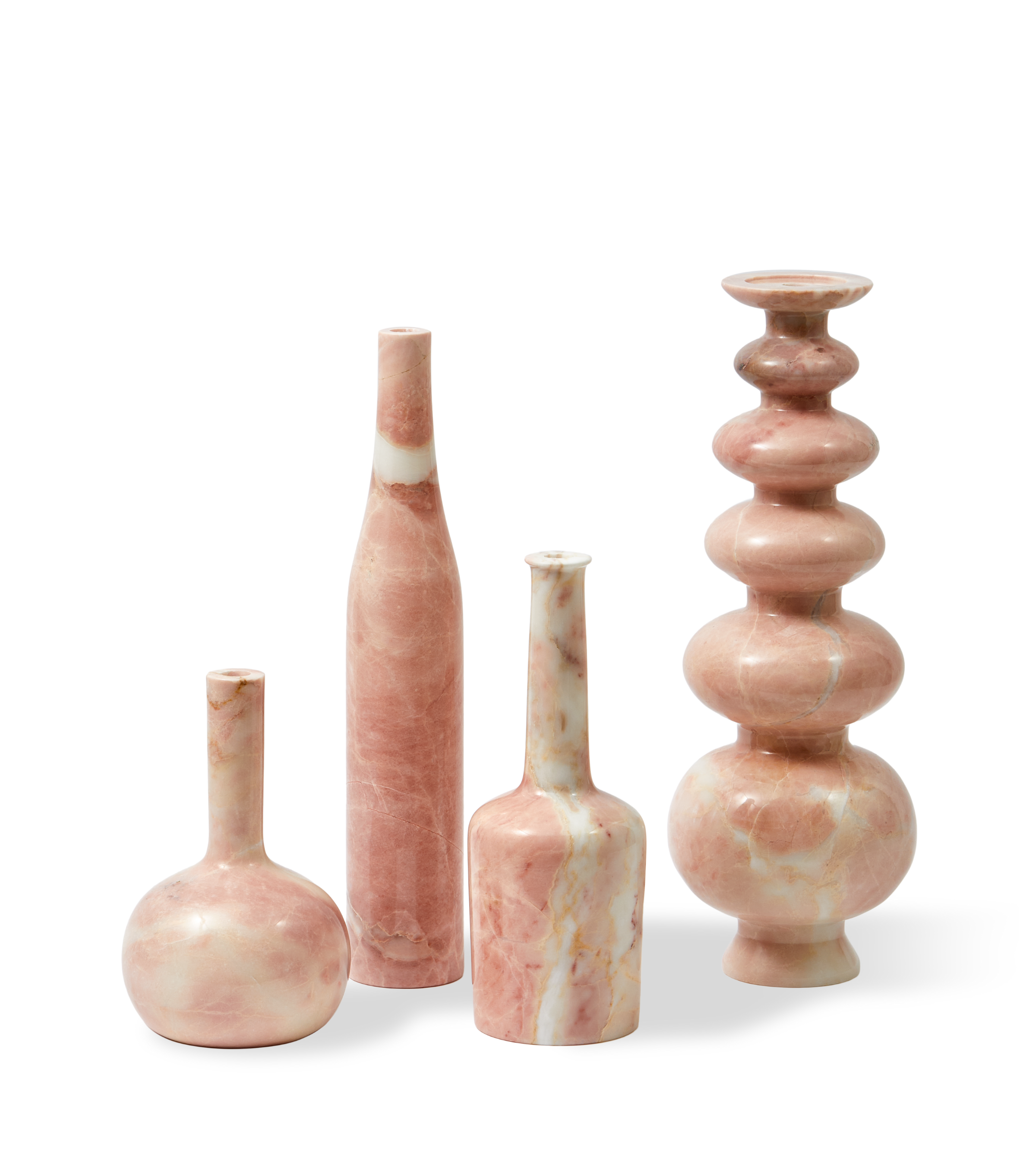 HERITAGE BELL candle holder in light pink marble