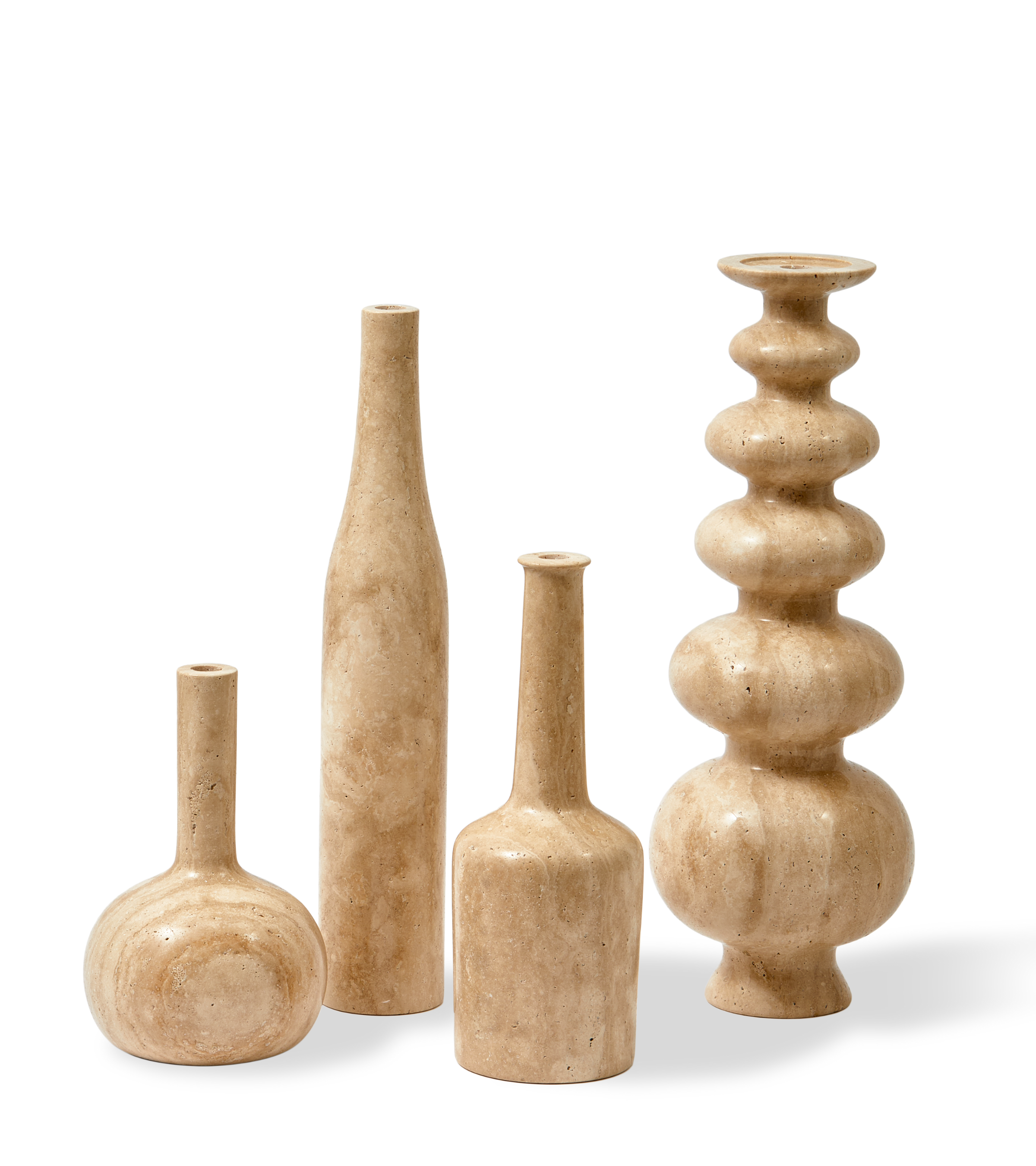 HERITAGE BOTTLE beige travertine candlestick