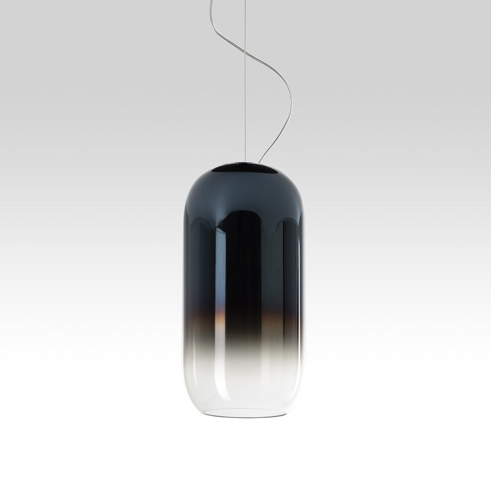 Závesná lampa GOPLE modrá so strieborným povrchom