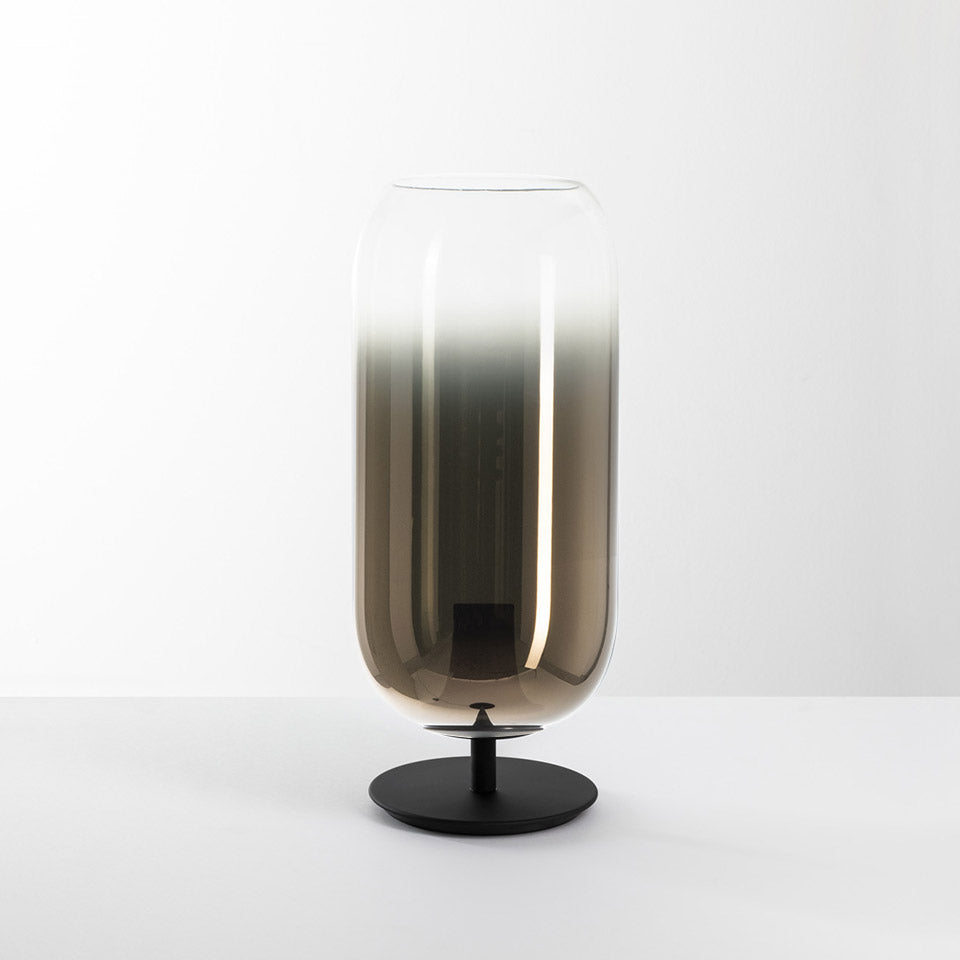 Stolná lampa GOPLE hnedá s čiernym podstavcom