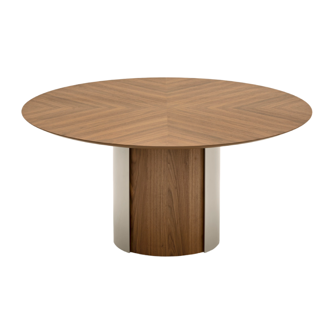 Okrúhly stôl YOROI z orechového dreva s krémovým podstavcom
