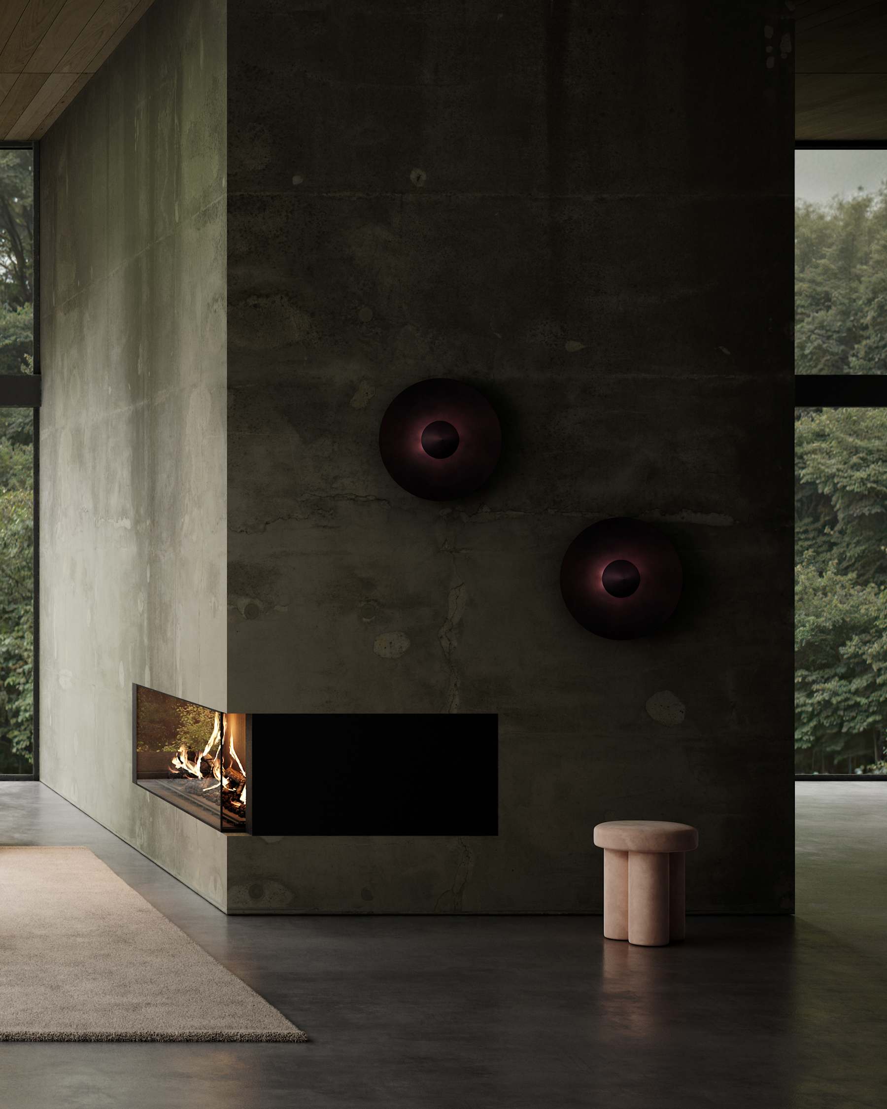 BIG FOOT stool beige nubuck leather